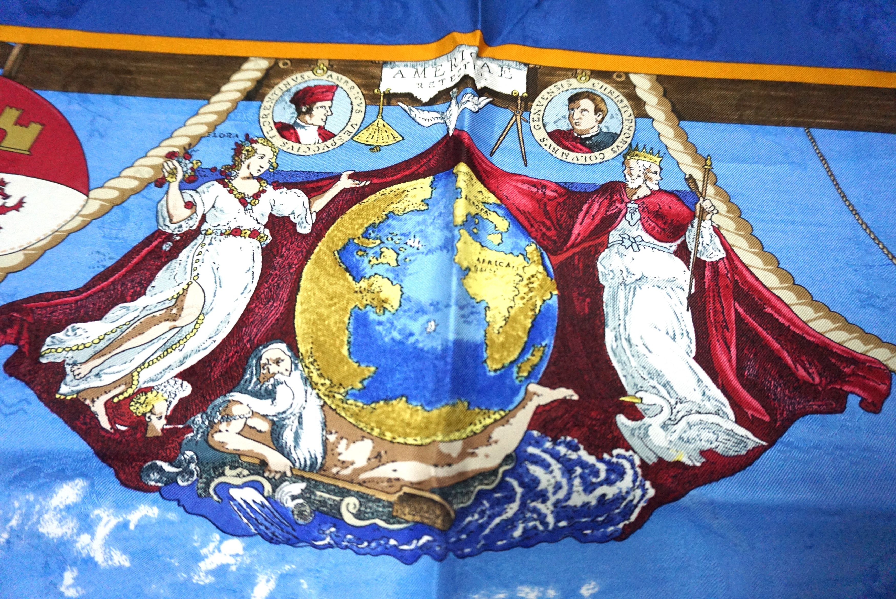 Hermes × Vintage HERME'S CHRISTOPHE COLOMB CARRE 90 VINTAGE SILK SCARF Size ONE SIZE - 8 Thumbnail