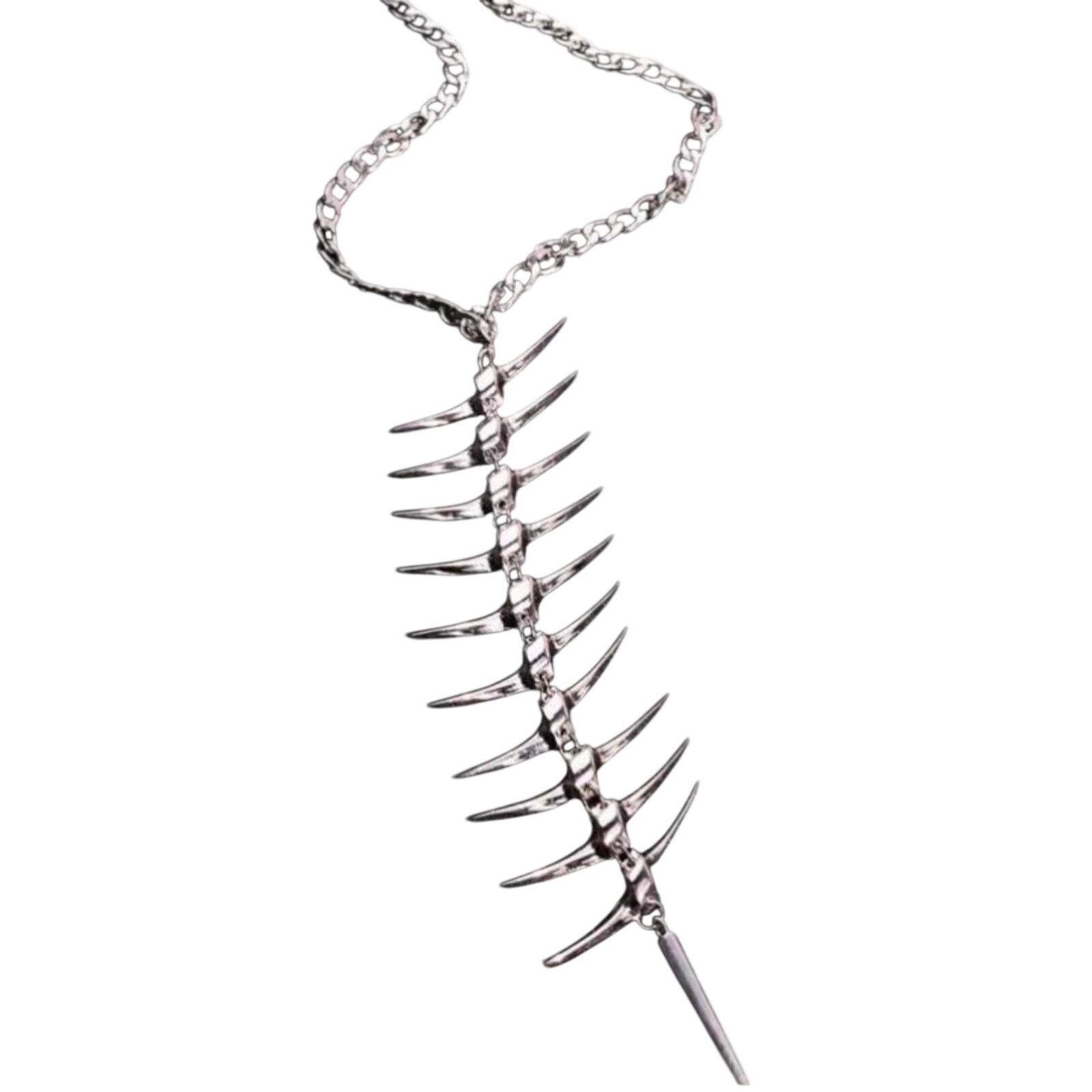 Other Avant Garde Silver Tone Spine Spinal Back Front Necklace Size ONE SIZE - 2 Thumbnail