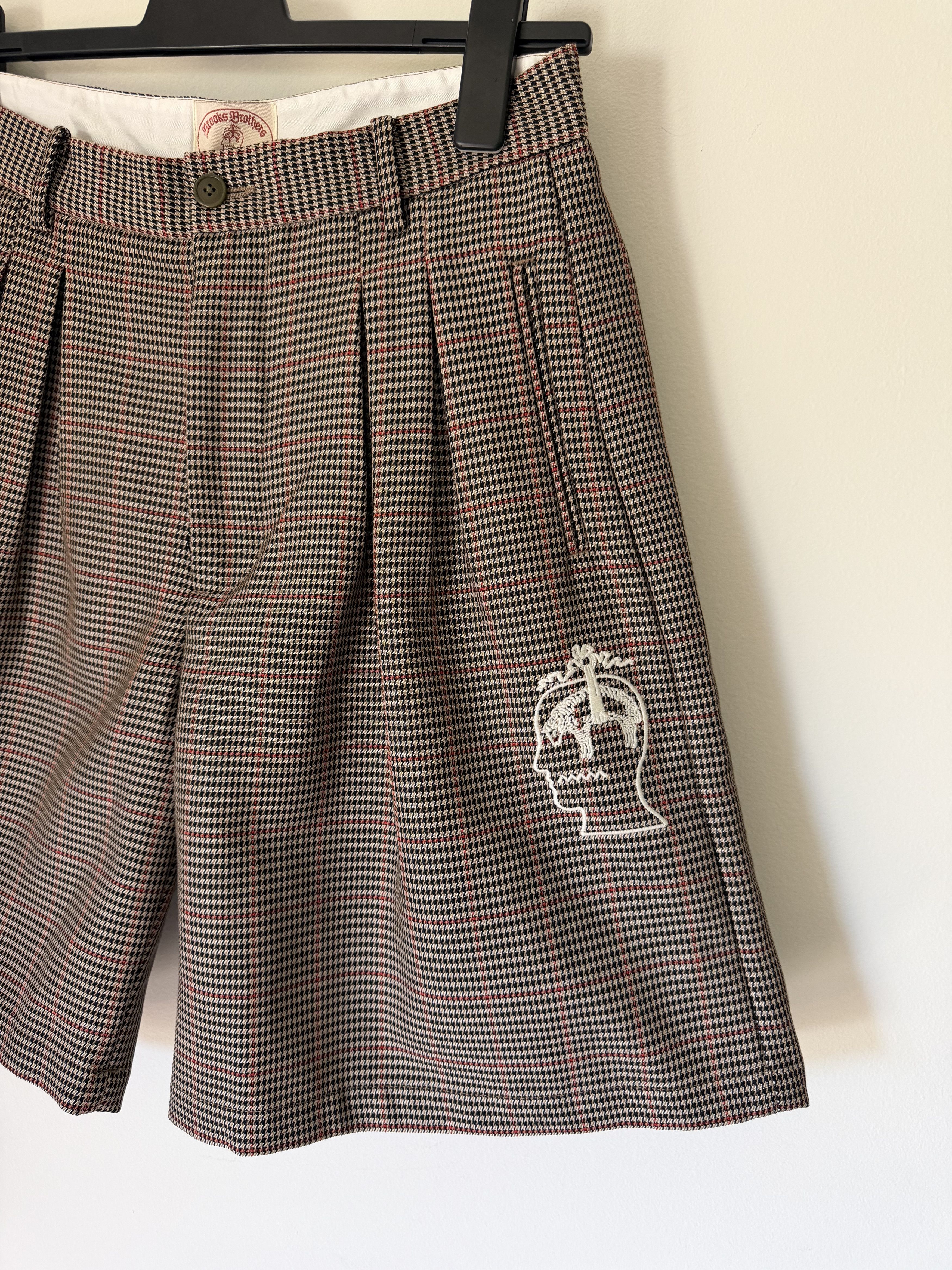 Brain Dead Brain Dead Brooks Brothers Houndstooth Pleated Shorts in Tan Size US 30 / EU 46 - 2 Thumbnail