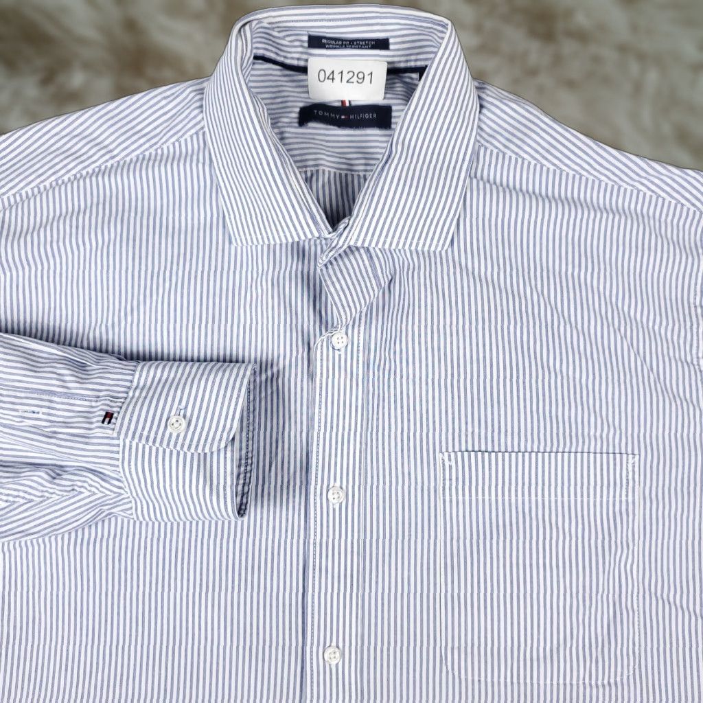 Tommy Hilfiger Tommy Hilfiger Shirt Mens XL White Blue Striped Button Up Long Sleeve Casual Business Formal Regular Fit Blue Mens XL Button-Up Shirt Size US XL / EU 56 / 4 - 1 Thumbnail