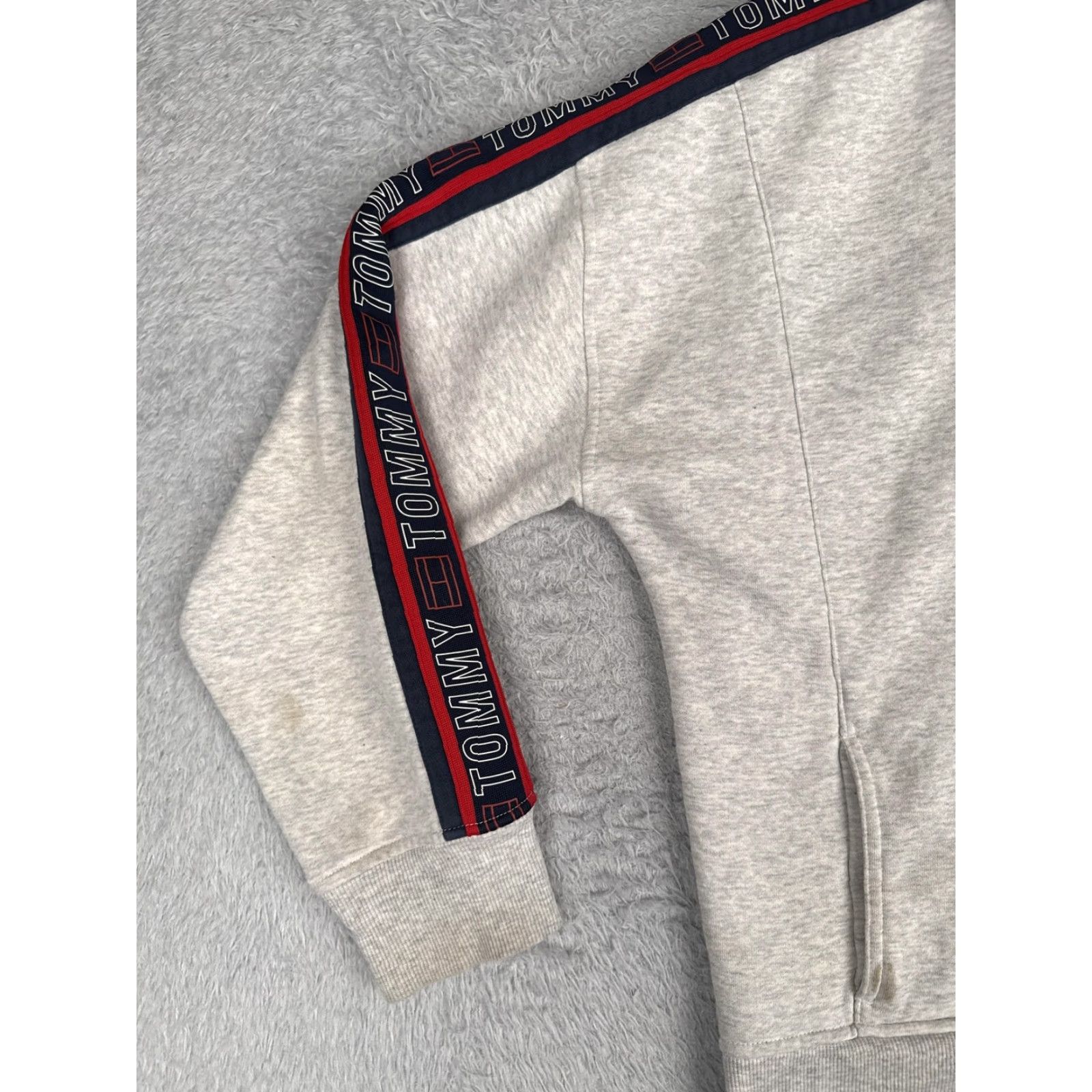 Tommy Hilfiger Tommy Hilfiger Sport Womens L Gray Full Zip Logo Tape Sleeve Jersey Hoodie Sweatshirt Jacket Size L / US 10 / IT 46 - 3 Thumbnail