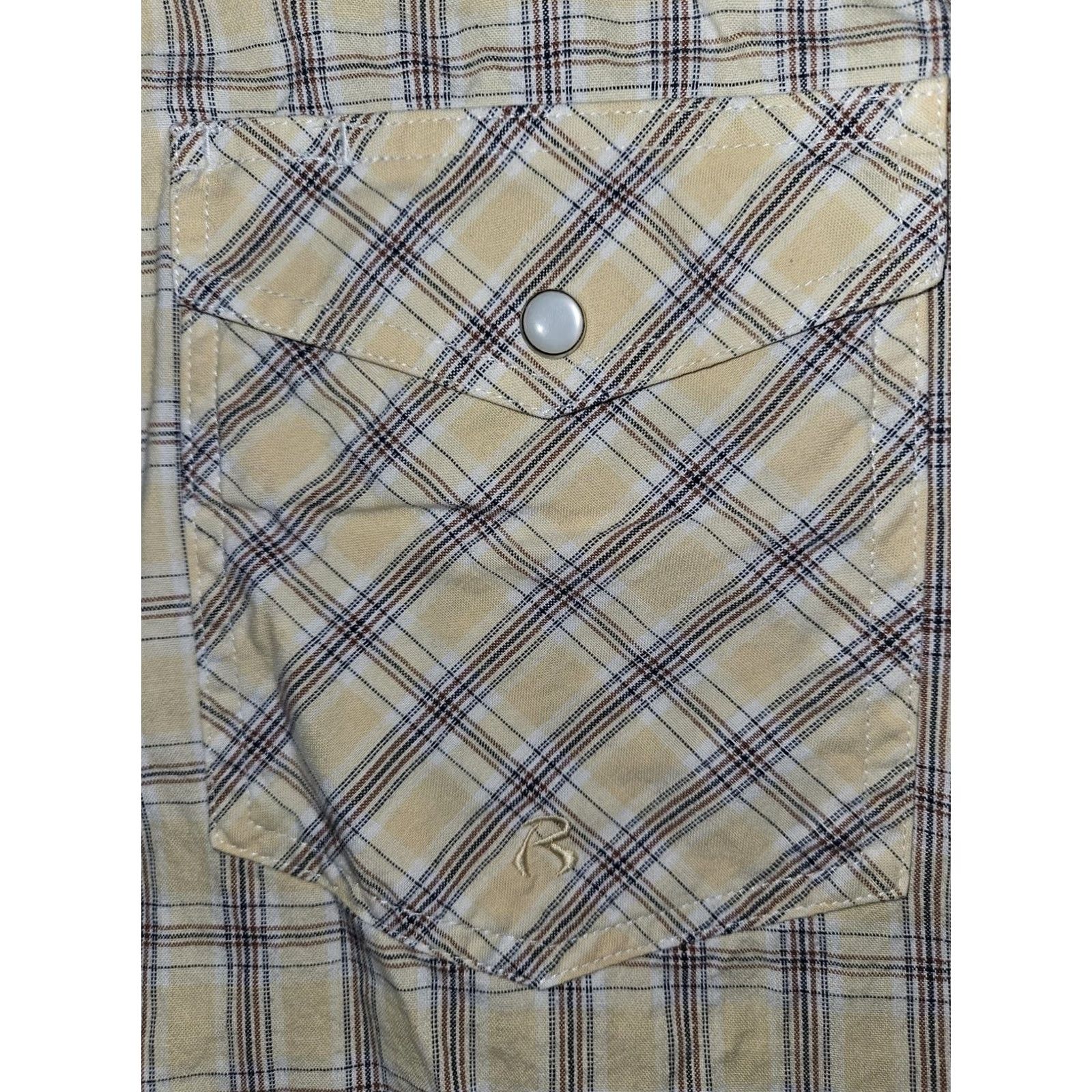 Roper Roper Shirt Mens 2XL Beige Plaid Western Pearl Snap Short Sleeve Cowboy Casual Size US XXL / EU 58 / 5 - 5 Thumbnail