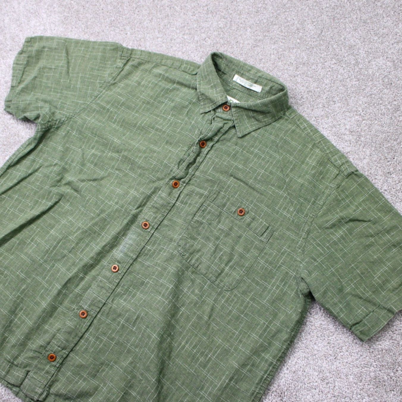 Orvis Orvis Shirt Mens XL Green Check Hemp/Organic Cotton Short Sleeve Button Up Size US XL / EU 56 / 4 - 3 Thumbnail