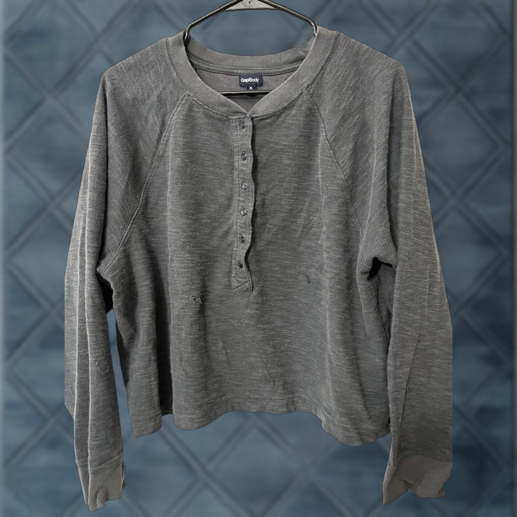 Gap Gap Women’s Blouse Long Sleeve Shirt M Charcoal Gray 100% Cotton Button-Front Size M / US 6-8 / IT 42-44 - 1 Thumbnail