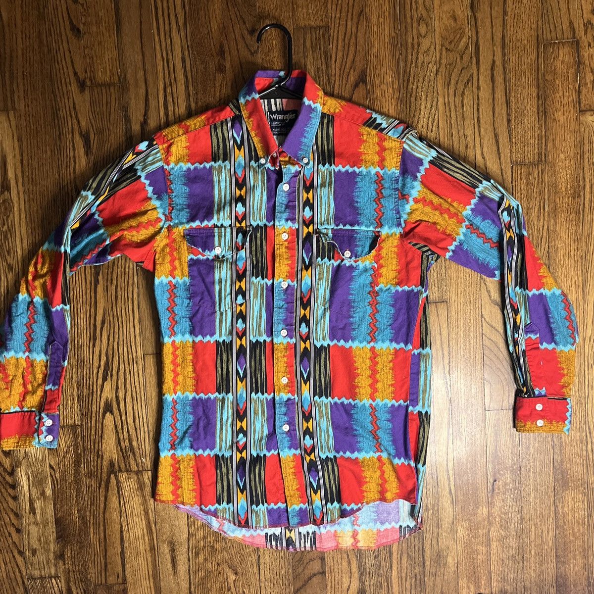 Wrangler Vintage Wrangler Aztec Cowboy Cut Button Up Shirt 15 1/2-35 ...