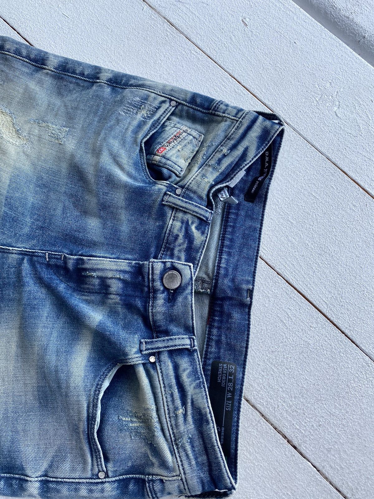 Diesel 🔗Opium Punk Diesel Distressed Washed Slim Straight Jeans Size 28" / US 6 / IT 42 - 6 Thumbnail