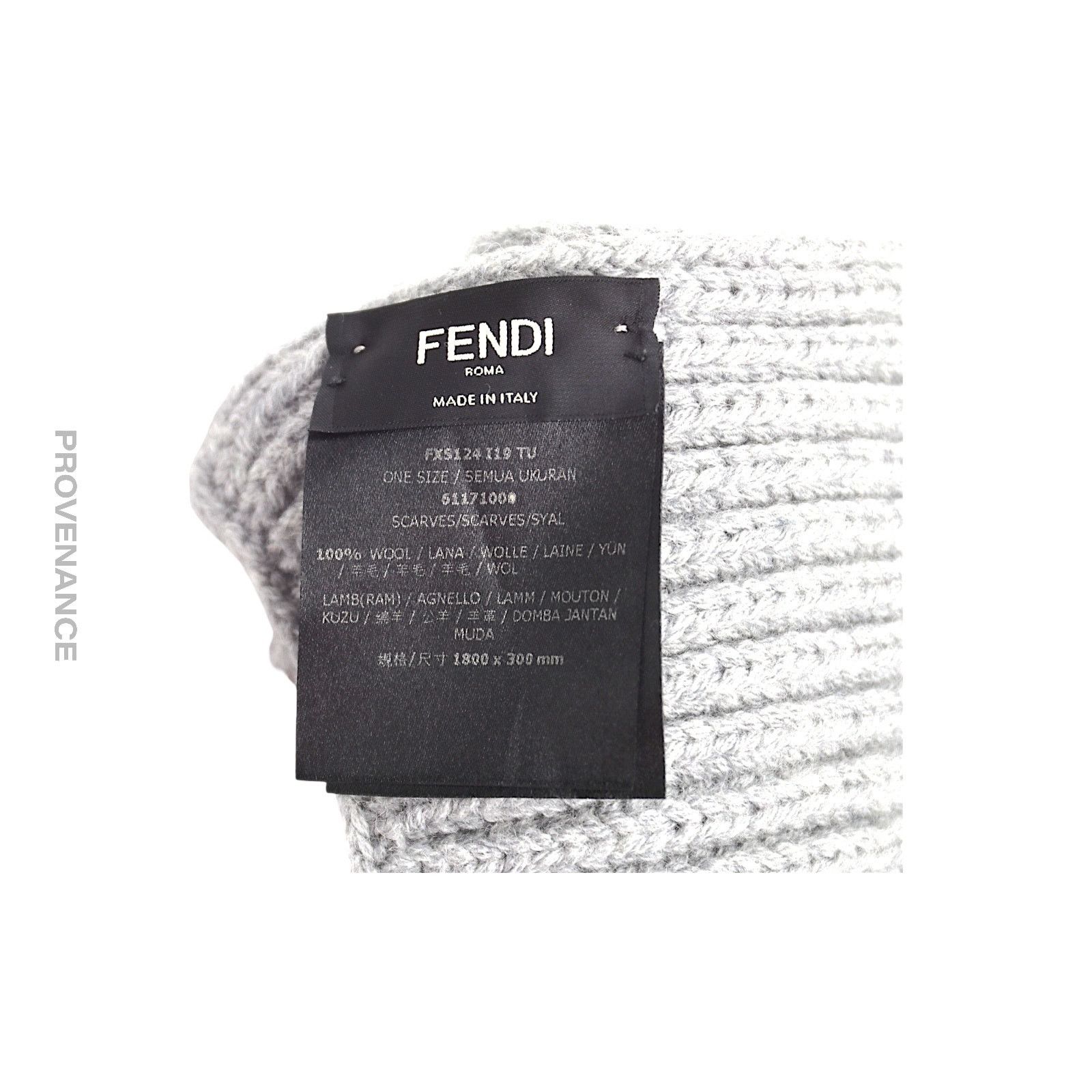 Fendi 🔴FENDI Eye Monster Wool Scarf - Grey Size ONE SIZE - 9 Thumbnail