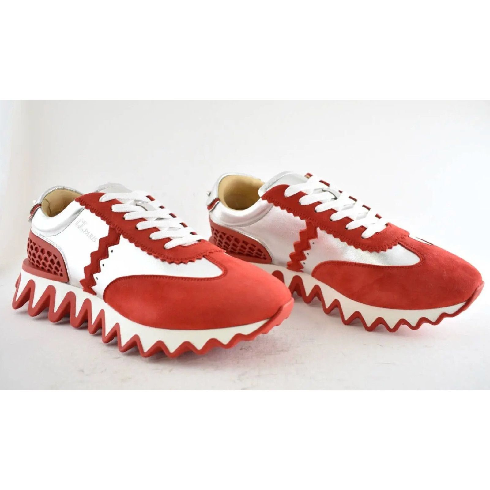 Christian Louboutin Christian Louboutin Loubishark Flat Red Silver Platform Size US 12 / EU 45 - 4 Thumbnail