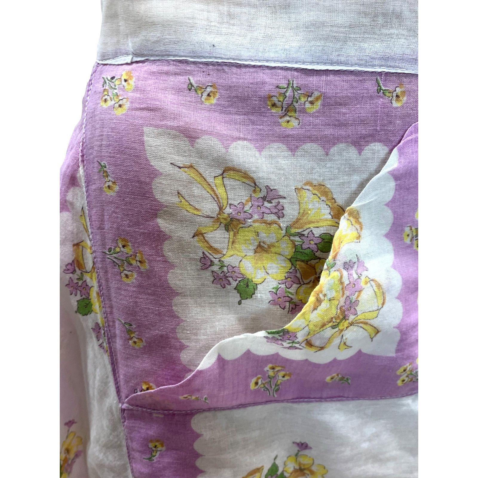 Vintage 50s Mid Century Lilac Floral Kitchen Apron Size ONE SIZE - 7 Thumbnail