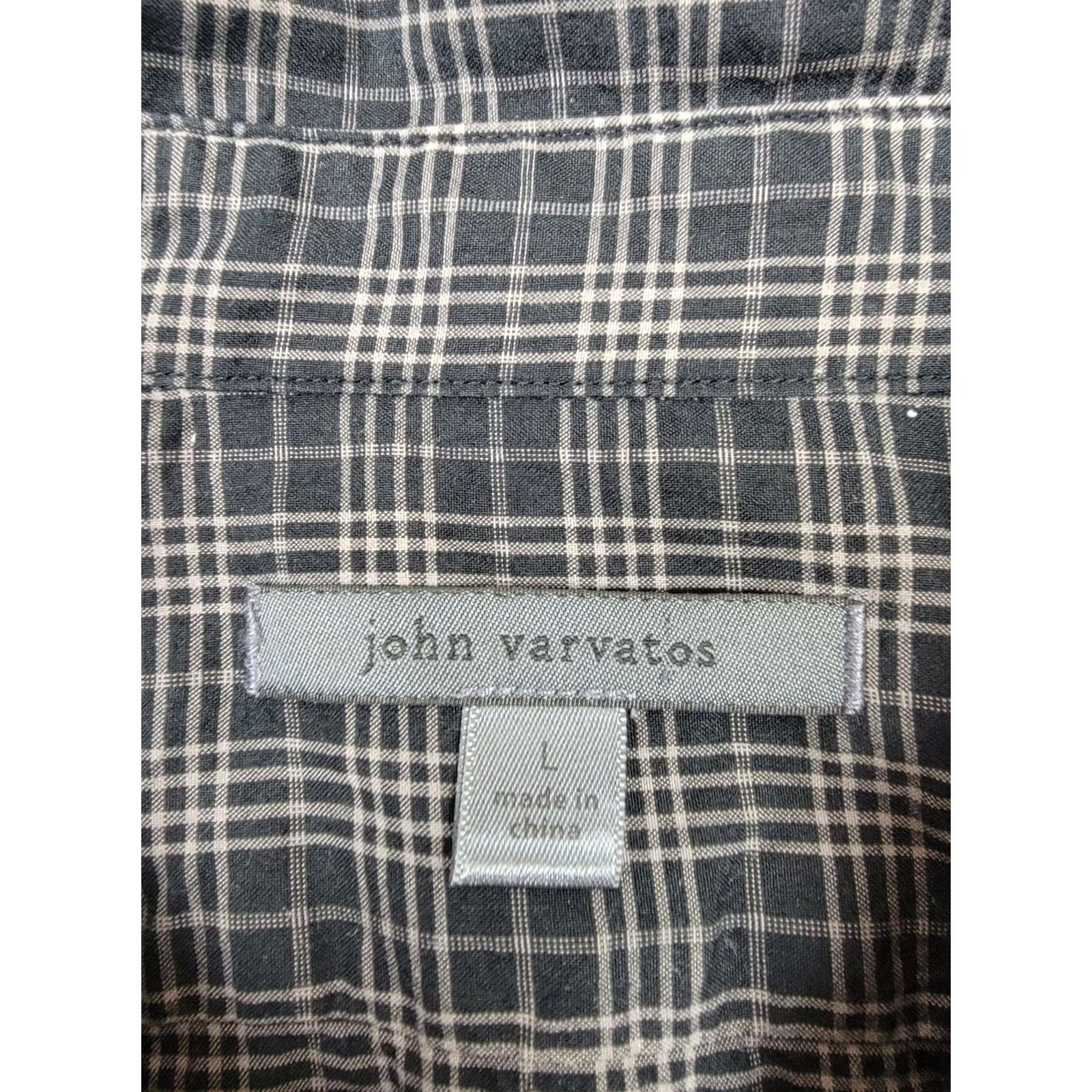 John Varvatos John Varvatos Shirt Mens Large Black Plaid Long Sleeve Button-Up Casual Size US L / EU 52-54 / 3 - 3 Thumbnail
