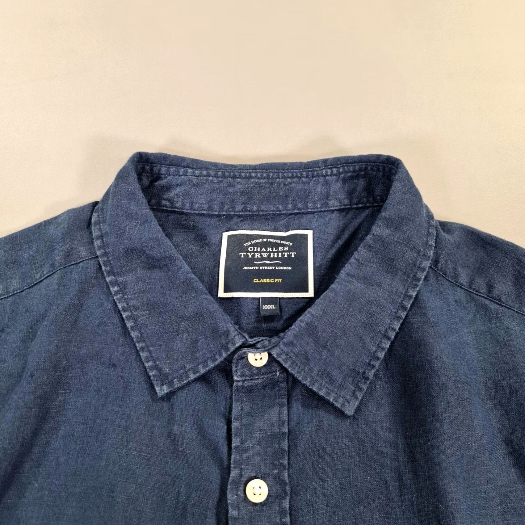 Charles Tyrwhitt Charles Tyrwhitt Mens Shirt Navy Blue 3XL Classic Fit Linen Button-Up Long Sleeve Collared нос Size US XXL / EU 58 / 5 - 2 Thumbnail
