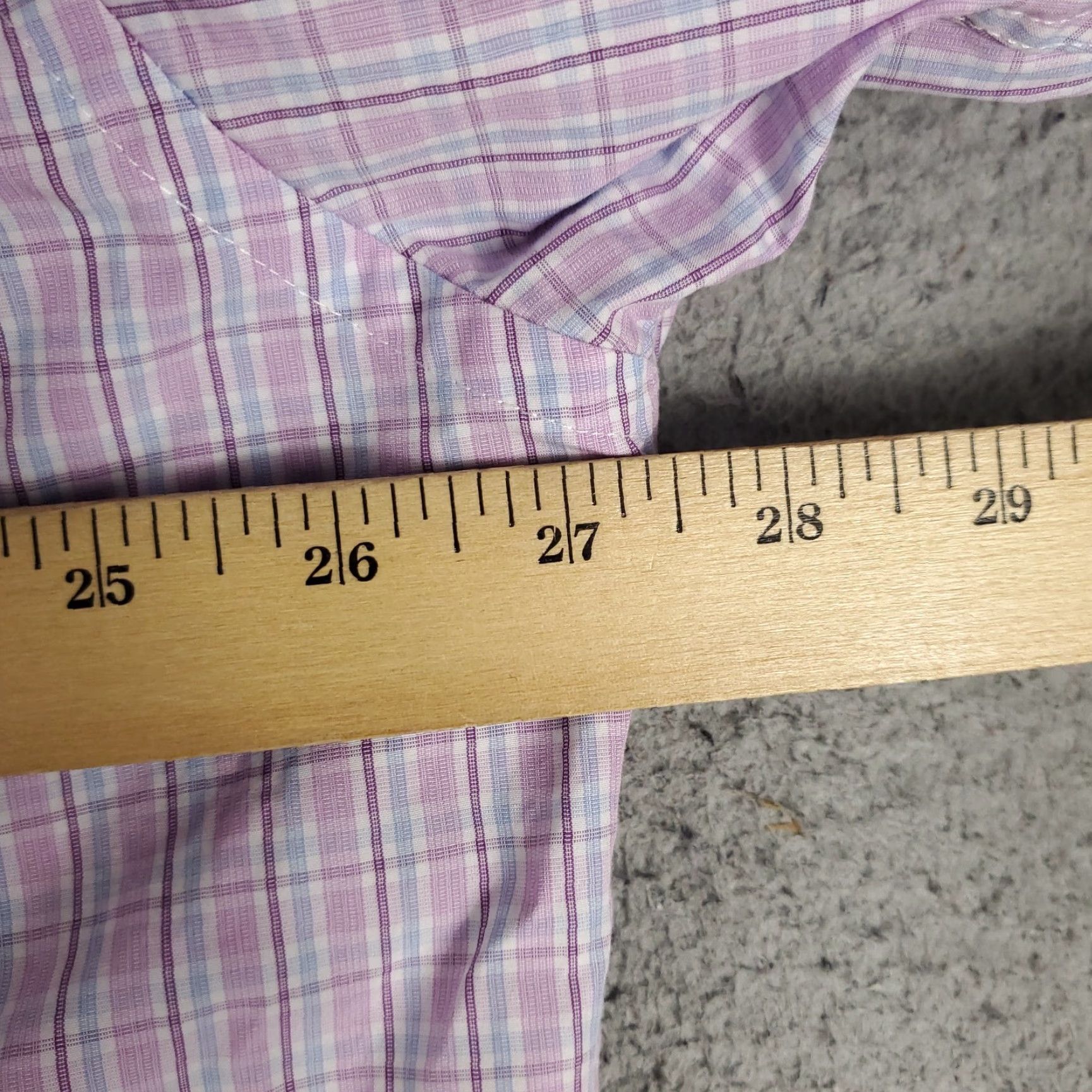 David Donahue David Donahue Dress Shirt Mens Size 18 Purple Blue Plaid Long Sleeve Button-Up Casual Workwear Size 48R - 5 Thumbnail