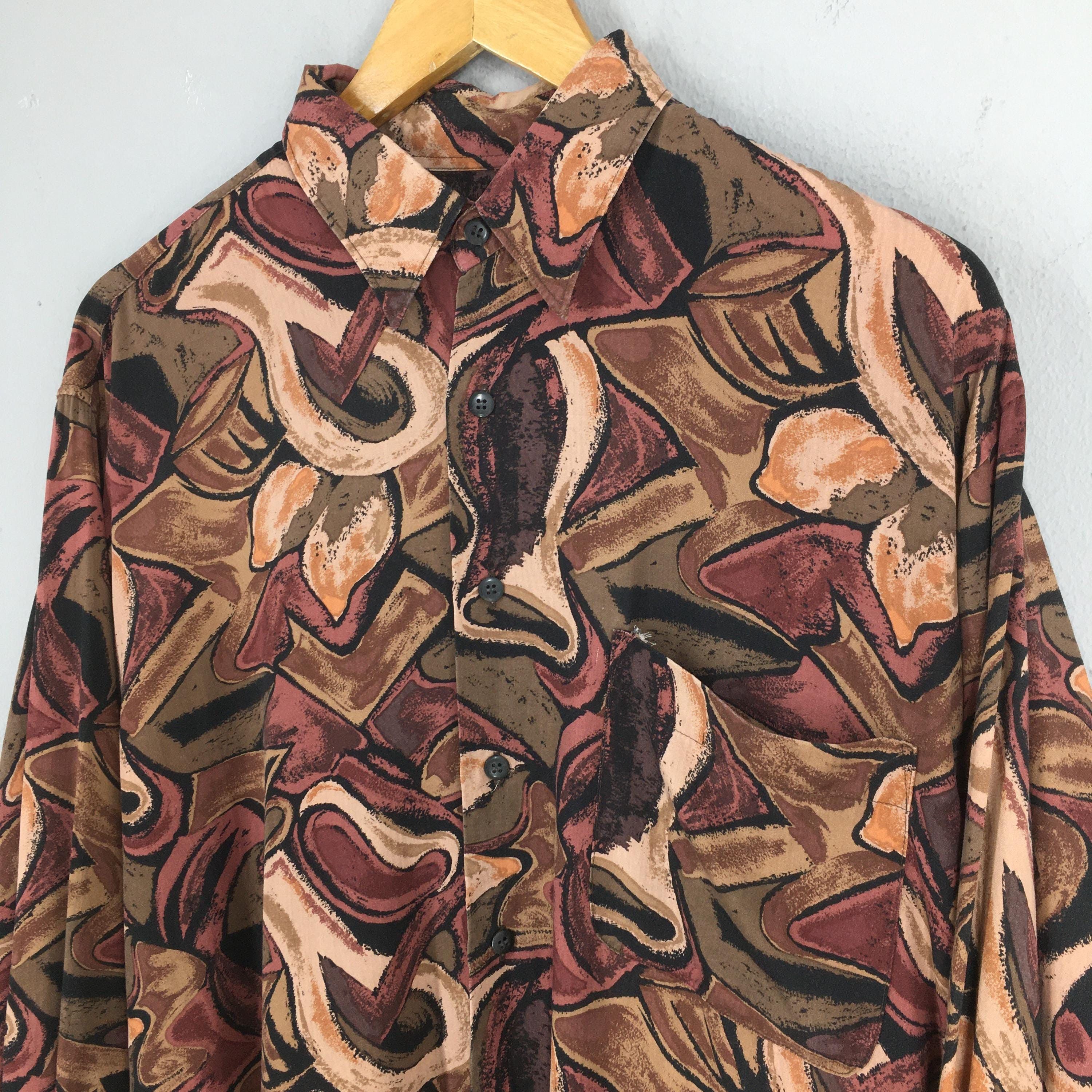 Other Vintage Alberto Zanre Psychedelic Pattern Silk Shirt Large Size US L / EU 52-54 / 3 - 3 Thumbnail
