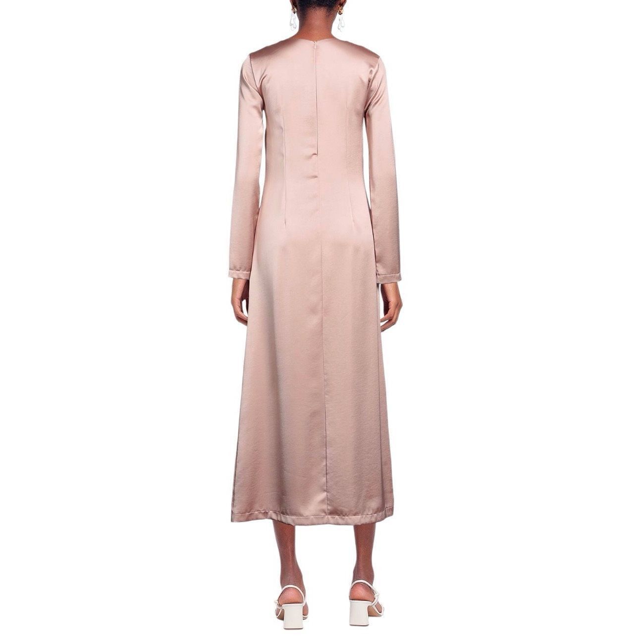 Blush NWT SOALLURE Satin Blush Long Trapeze Dress (004) Size M / US 6-8 / IT 42-44 - 3 Thumbnail