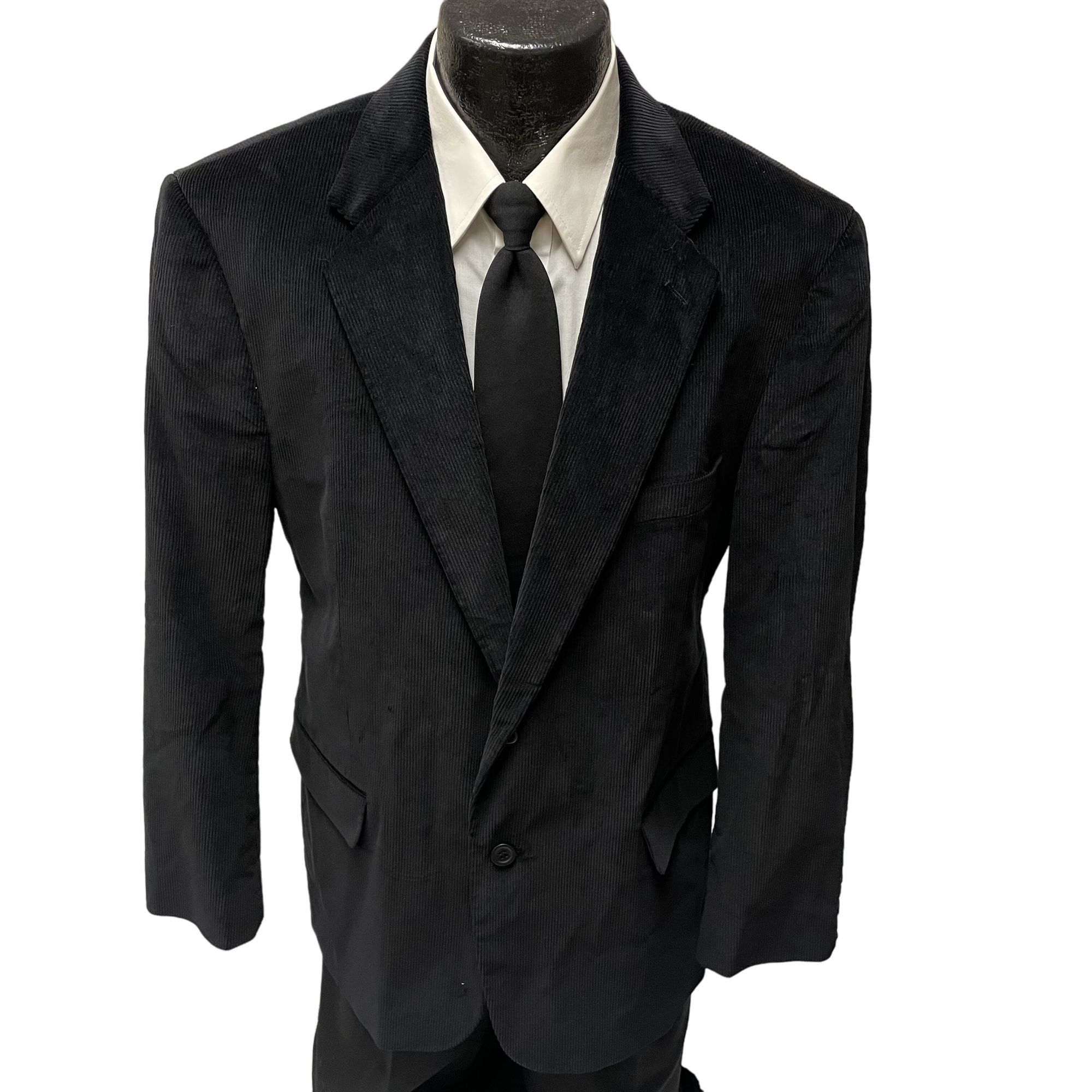 Stafford Stafford Black Sport Coat CORDUROY Modern Cotton Jacket Size 44R - 1 Thumbnail
