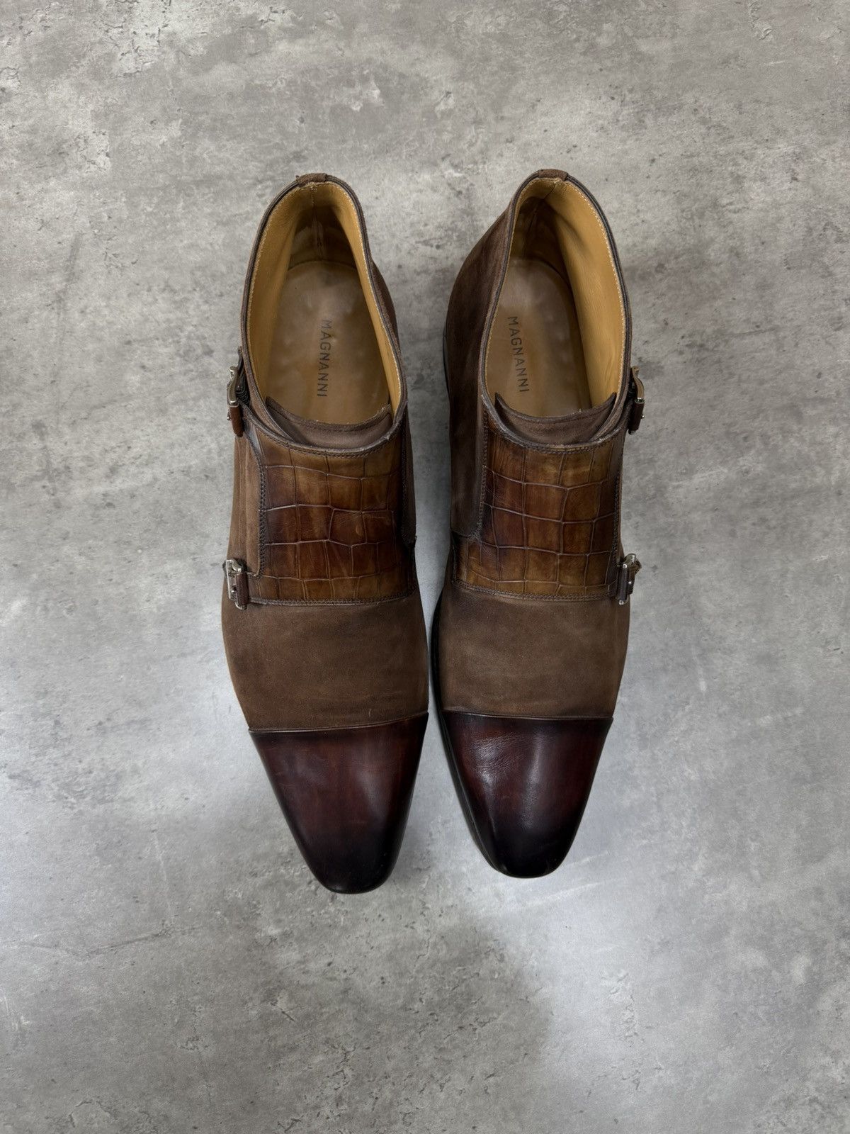 Magnanni Magnanni Double Monk Strap Ankle Boots Brown Suede Leather Size US 13 / EU 46 - 18 Thumbnail