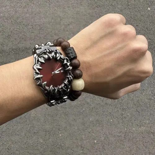 VIBE Metal Watch - Flame Bezel, Sculpted Band - Statement Watch Size ONE SIZE - 3 Thumbnail