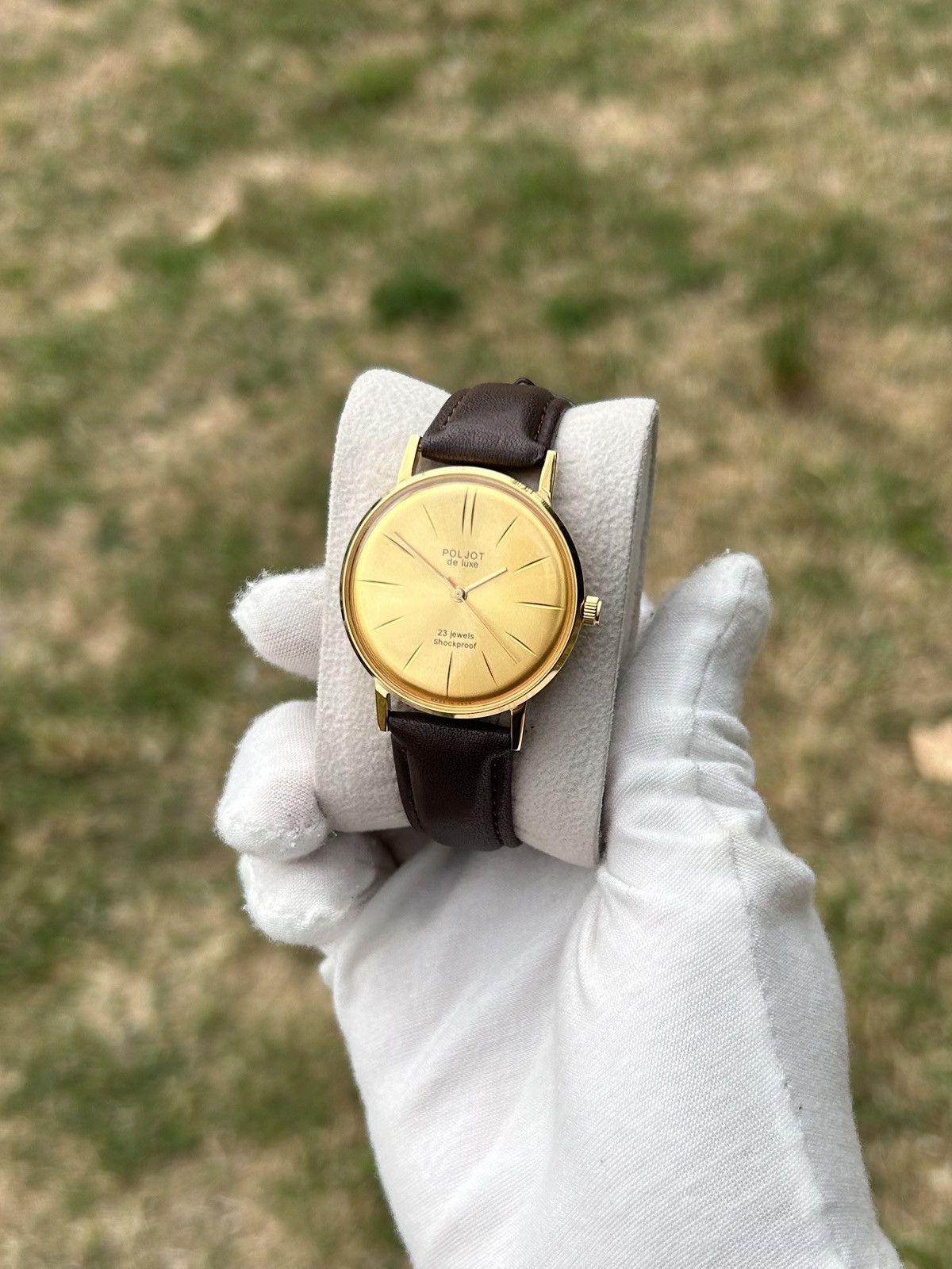 Vintage Vintage Watch Poljot De Luxe Gold USSR Mechanical 1980s Size ONE SIZE - 4 Thumbnail