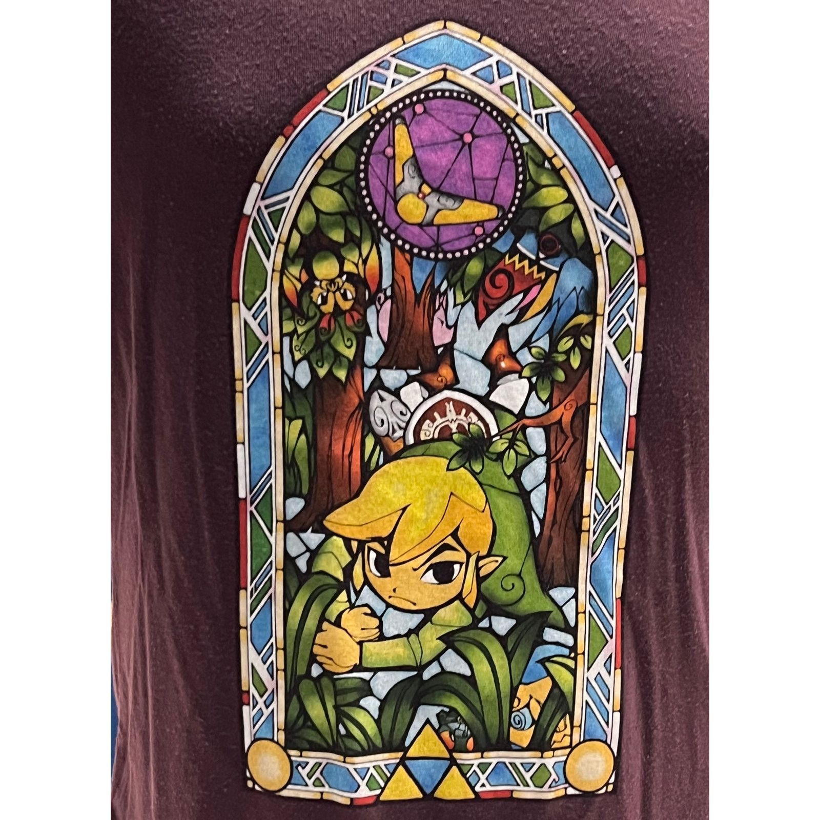 Nintendo Legend Of Zelda Wind Waker Stained Glass Burgandy Shirt Size S / US 4 / IT 40 - 2 Thumbnail