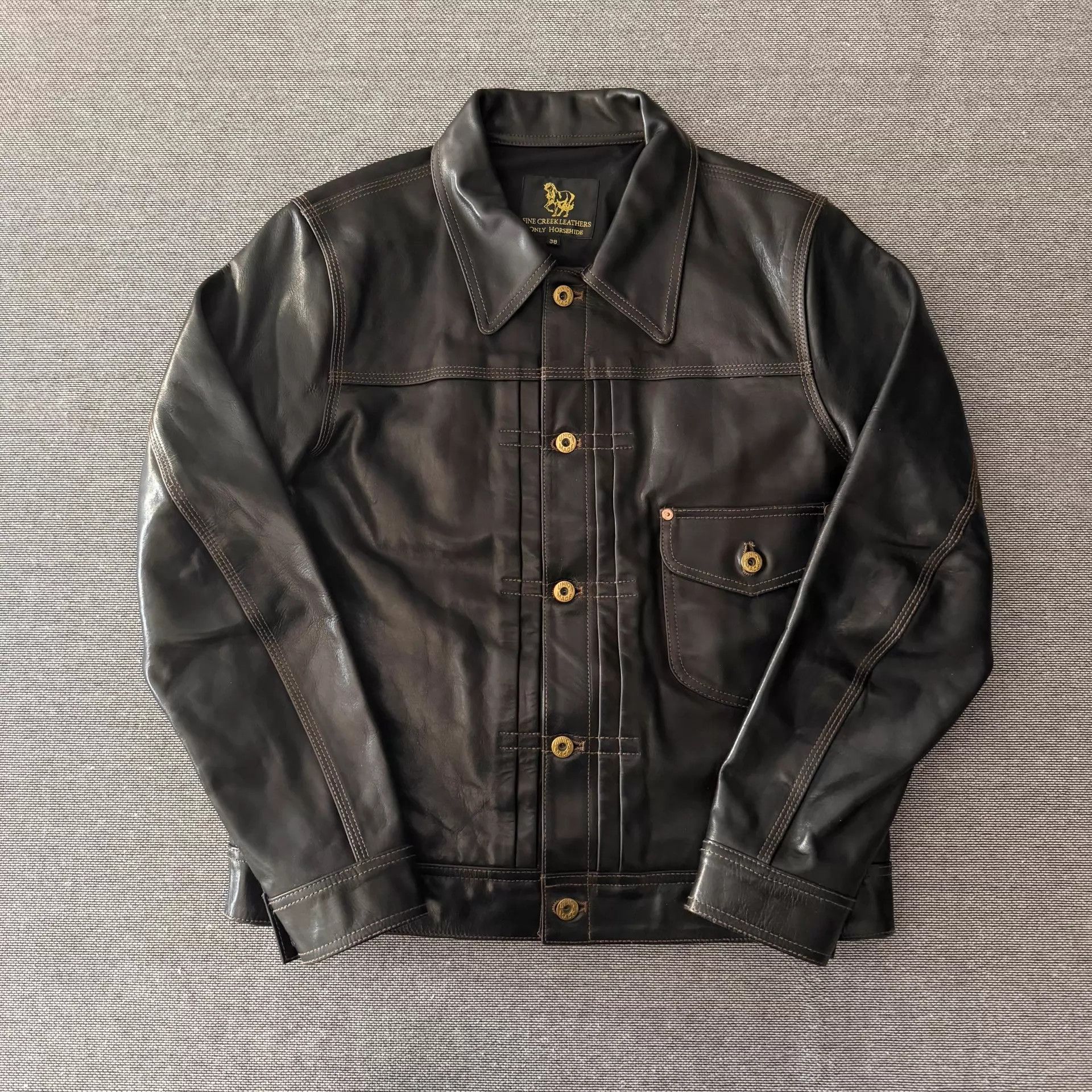 Other Fine Creek Leathers Lee Cowboy Gloss Horsehide Jacket 38 9.5 Size US S / EU 44-46 / 1 - 1 Thumbnail