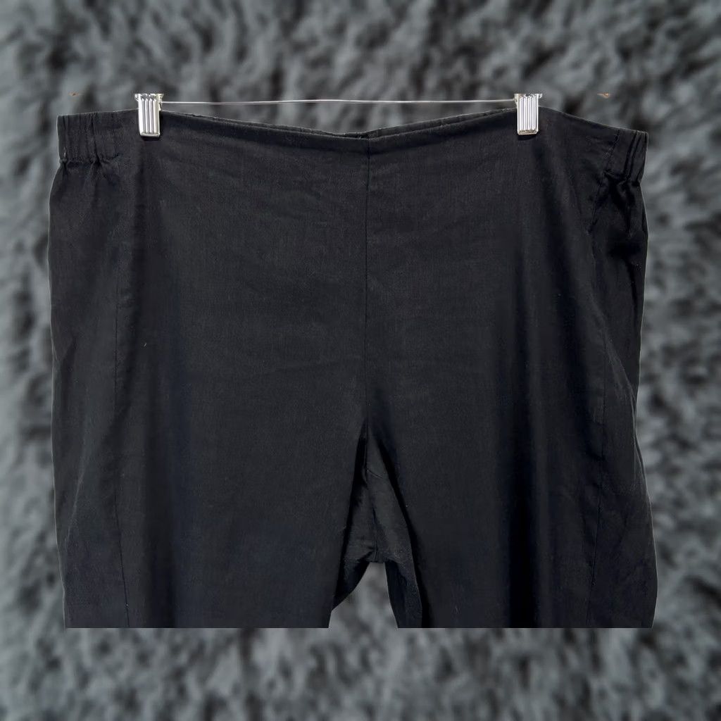 J. Jill VINTAGE J.Jill Pants? 100% Linen Cropped Pants Womens 2X Plus Black Stretch Pull On Lagenlook Size 40" / US 18 - 1 Thumbnail