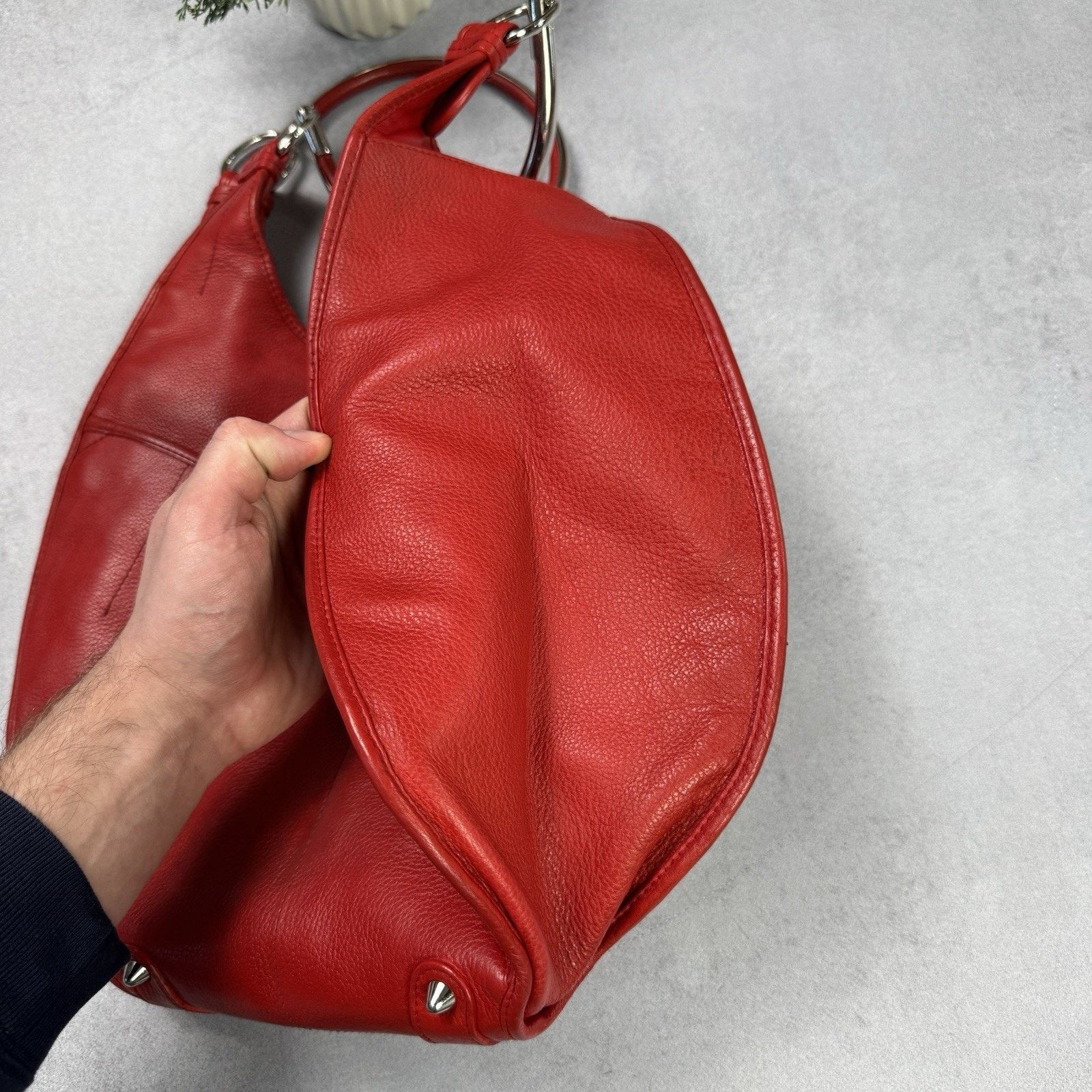 Christian Dior Red Leather Medium 61 Tote