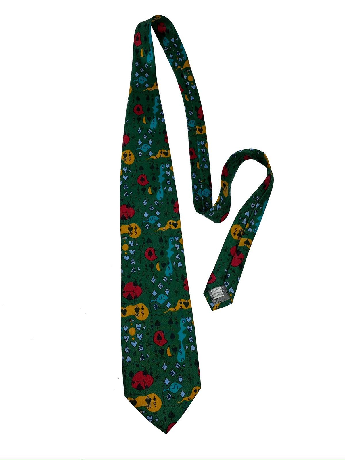 Moschino × Vintage MOSCHINO 90s RARE SILK NECK TIE CASINO DIAMONTS HEARTS CLUBS Size ONE SIZE - 2 Thumbnail