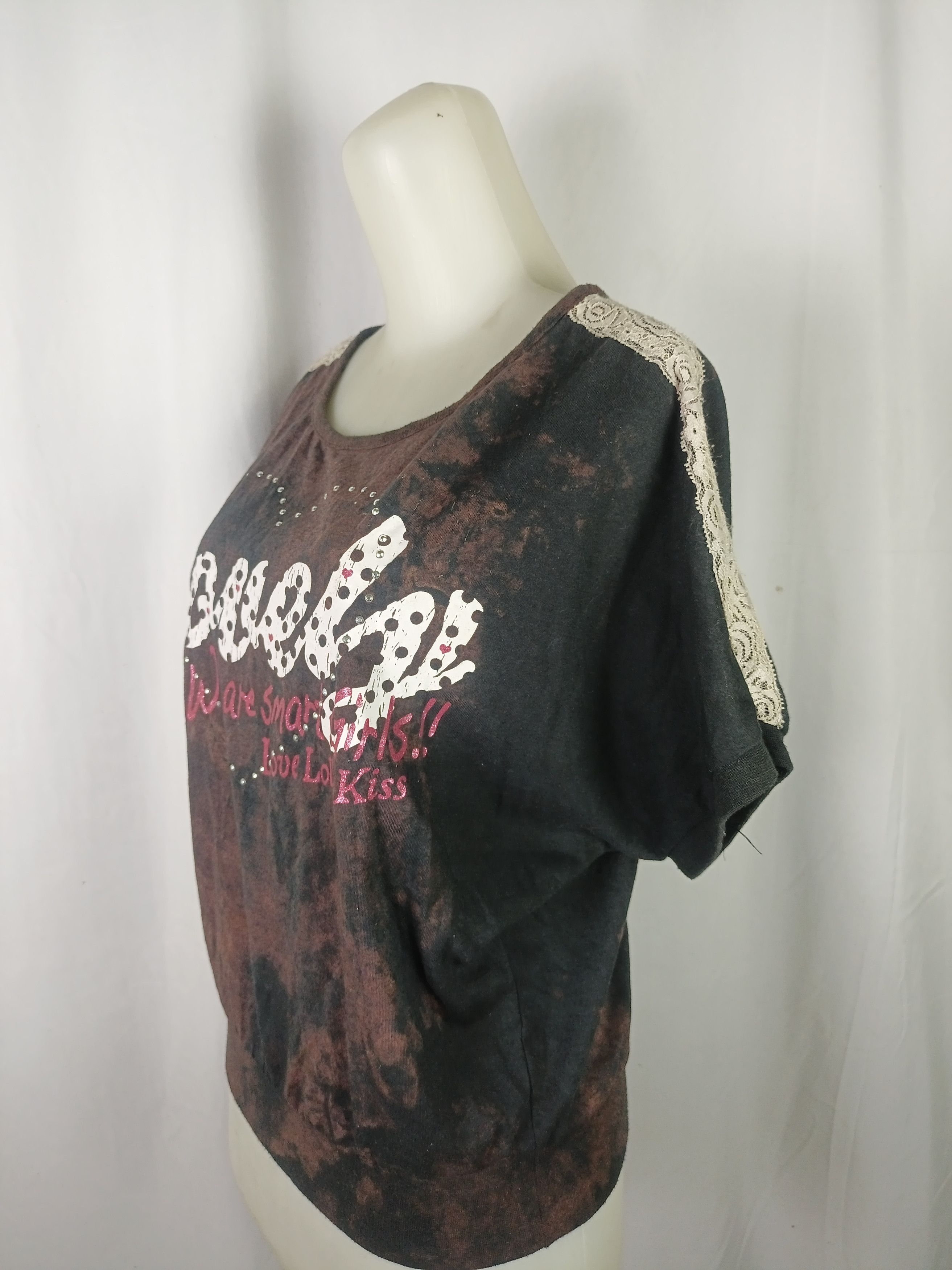 If Six Was Nine × Japanese Brand × Vintage ❤️LOVE LOLLY ❤️Tie Die Batwing Short T-Shirt Size L / US 10 / IT 46 - 15 Thumbnail