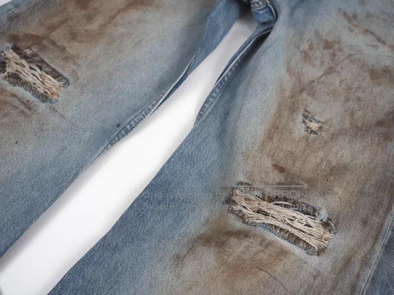 Acne Studios Acne Studios Blue mud-dyed distressed jeans Size US 33 - 3 Thumbnail