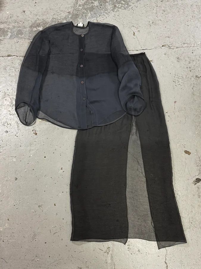 Giorgio Armani Giorgio Armani Blue Grey Gradient Clear Shirt & Skirt Organza Set Size S / US 4 / IT 40 - 3 Thumbnail