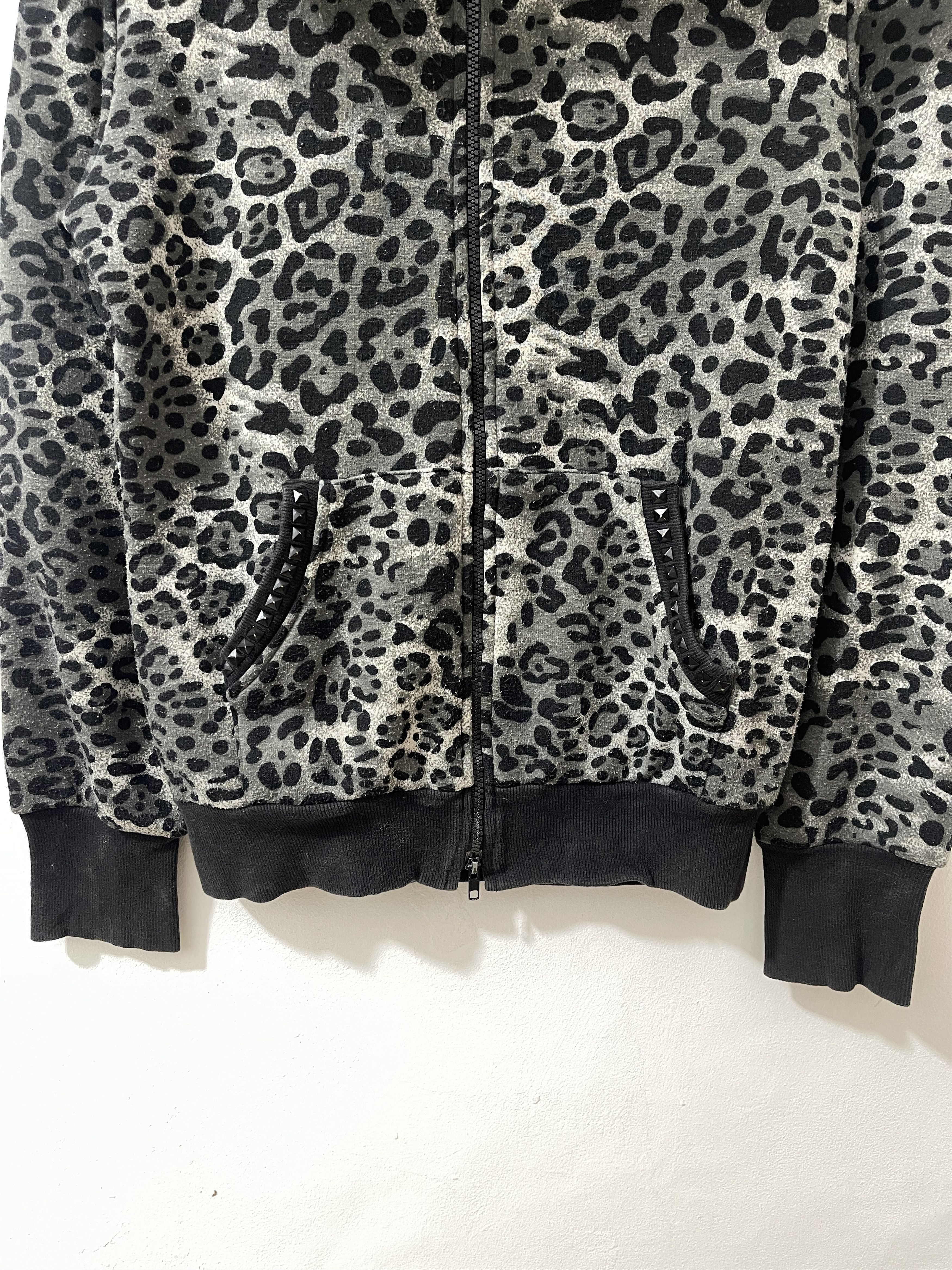 Japanese Brand 2000s Roshell Japan Punk Stud Leopard Fur Vkei Style Hoodie Size US M / EU 48-50 / 2 - 4 Thumbnail