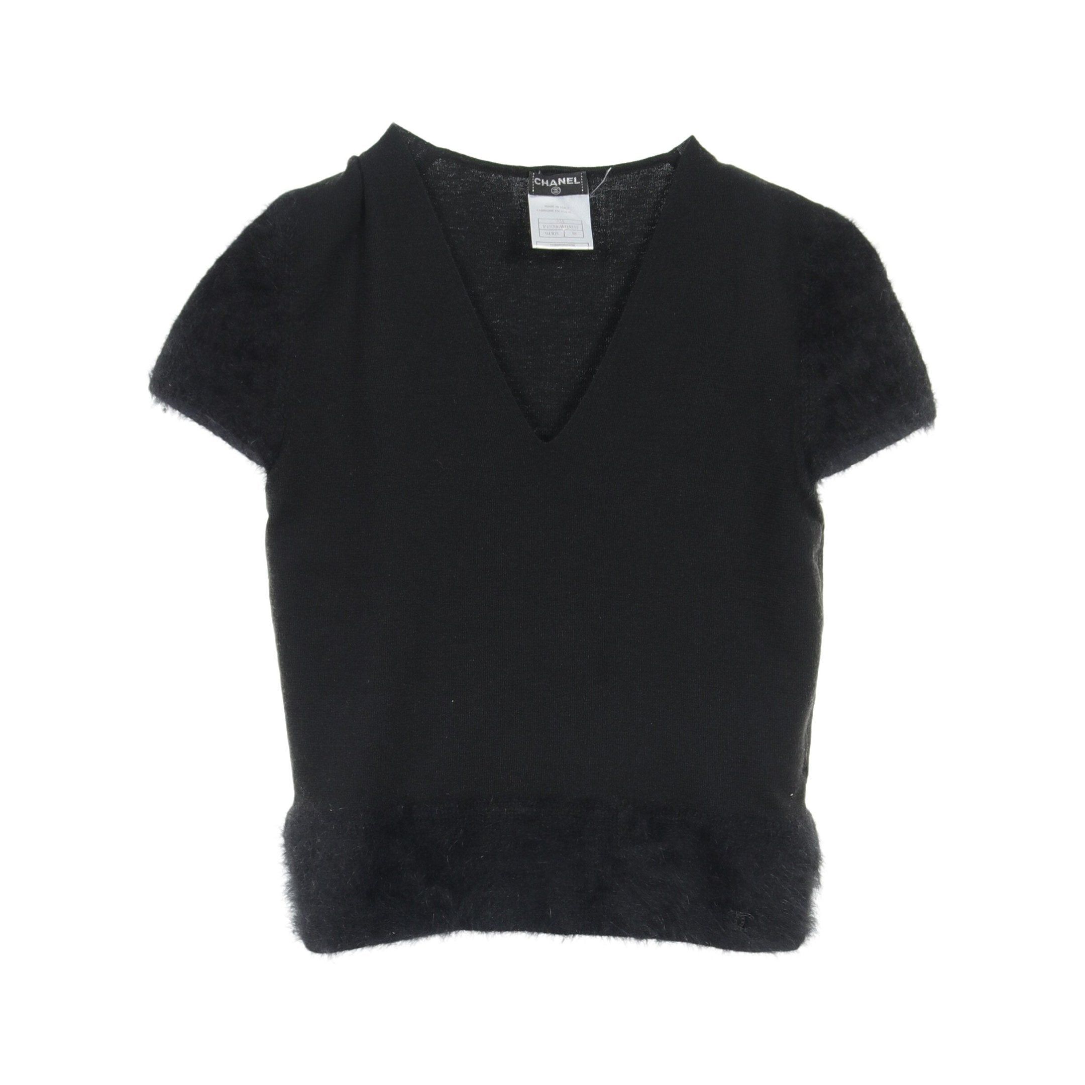 Chanel Chanel Knit Short Sleeve Cashmere Silk Black 02A Size ONE SIZE - 1 Thumbnail