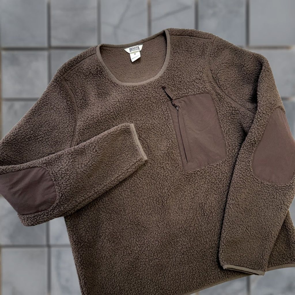 Vintage Duluth Womens Medium Brown Fleece Crewneck Sweater Pullover Casual Pockets Lightweight Knit Nylon Polyester Spandex Regular Size M / US 6-8 / IT 42-44 - 1 Thumbnail