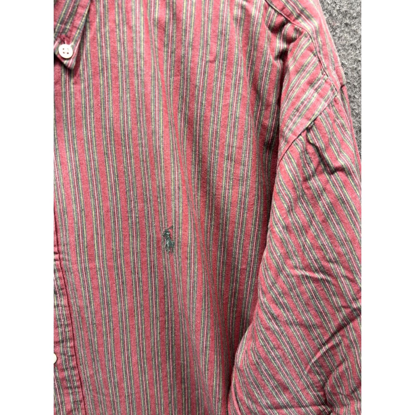 Ralph Lauren Ralph Lauren Shirt Mens Large Red Stripe Long Sleeve Button Front Casual Woven Size US L / EU 52-54 / 3 - 7 Thumbnail