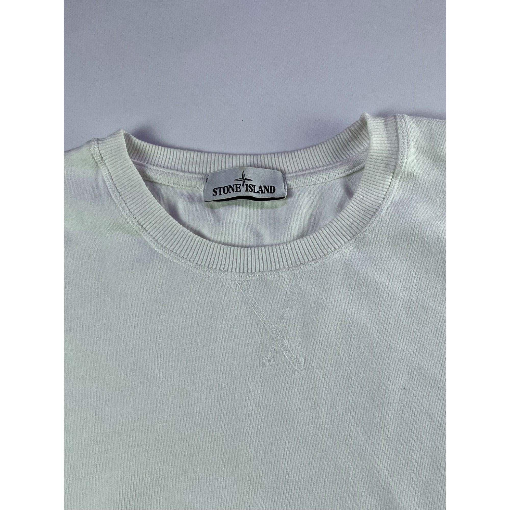 Massimo Osti × Stone Island Stone Island Luxury White Sweatshirt Ribbed Crewneck Size US XL / EU 56 / 4 - 2 Thumbnail