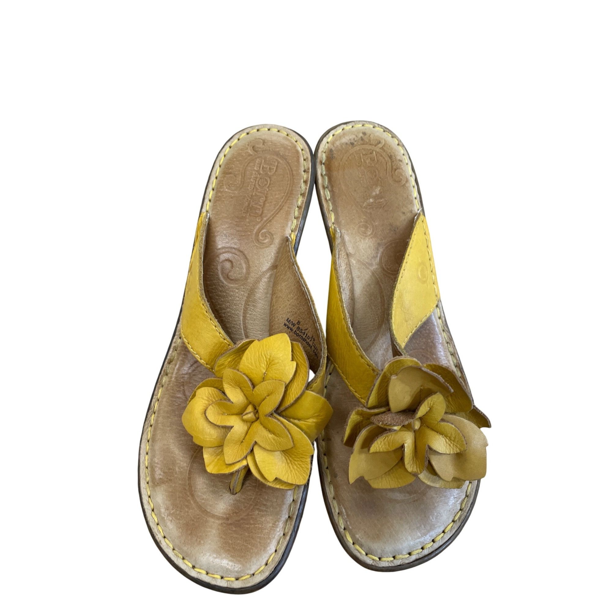 Born Born Womens Yellow Leather Floral 2.5" Wedge Sandals Size 8/ Size US 8 / IT 38 - 10 Thumbnail