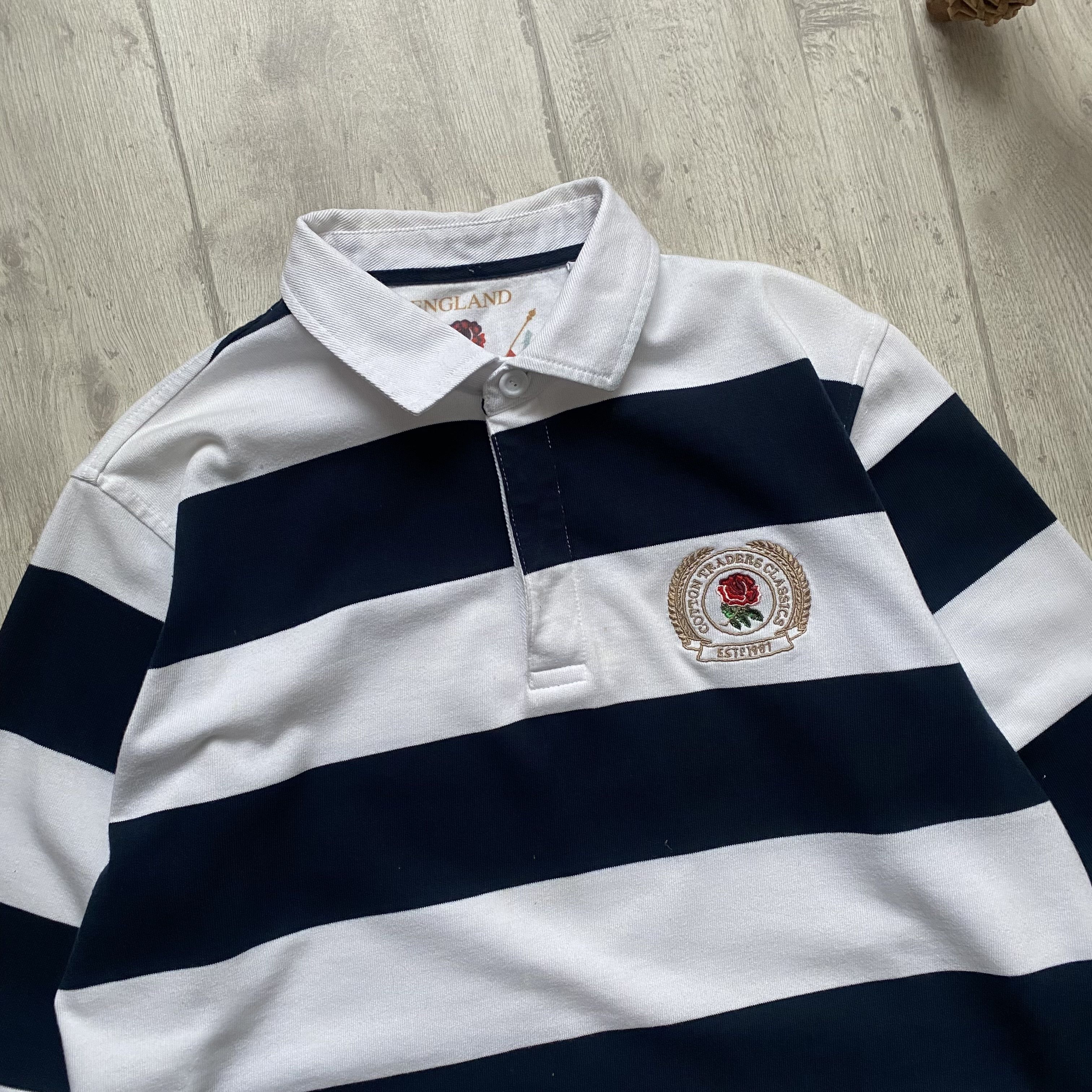 Cotton Traders 🏈 England Rugby jersey Polo Striped shirt Blockore Y2K Size US M / EU 48-50 / 2 - 2 Thumbnail