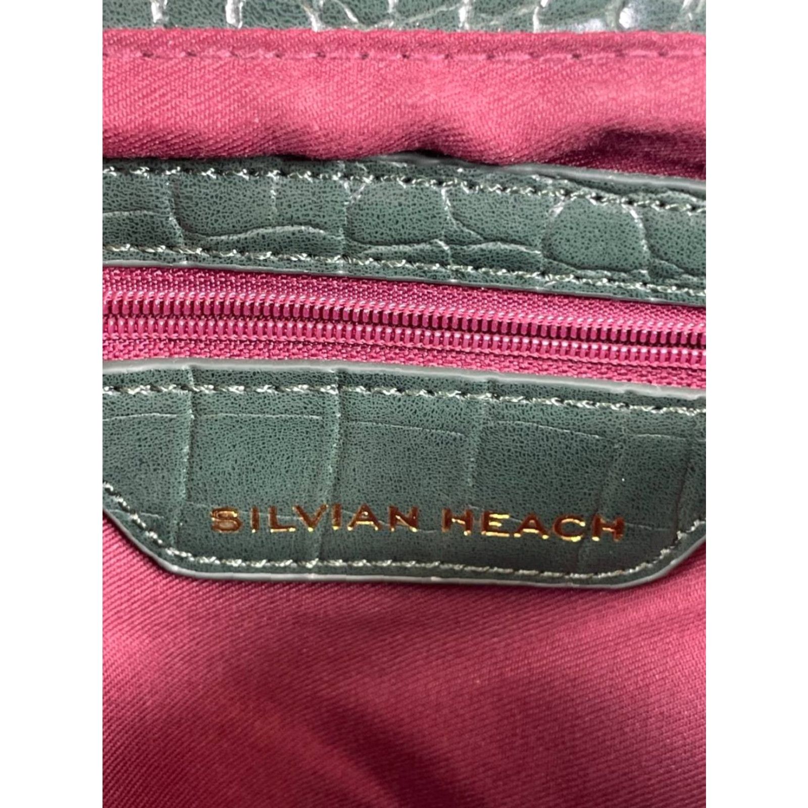 Vintage Silvian Heach Bag Womens Green Embossed Croc Leather Adjustable Strap Crossbody Bag - Medium, 9x8 inches, Green, Non-plied? Size ONE SIZE - 7 Thumbnail