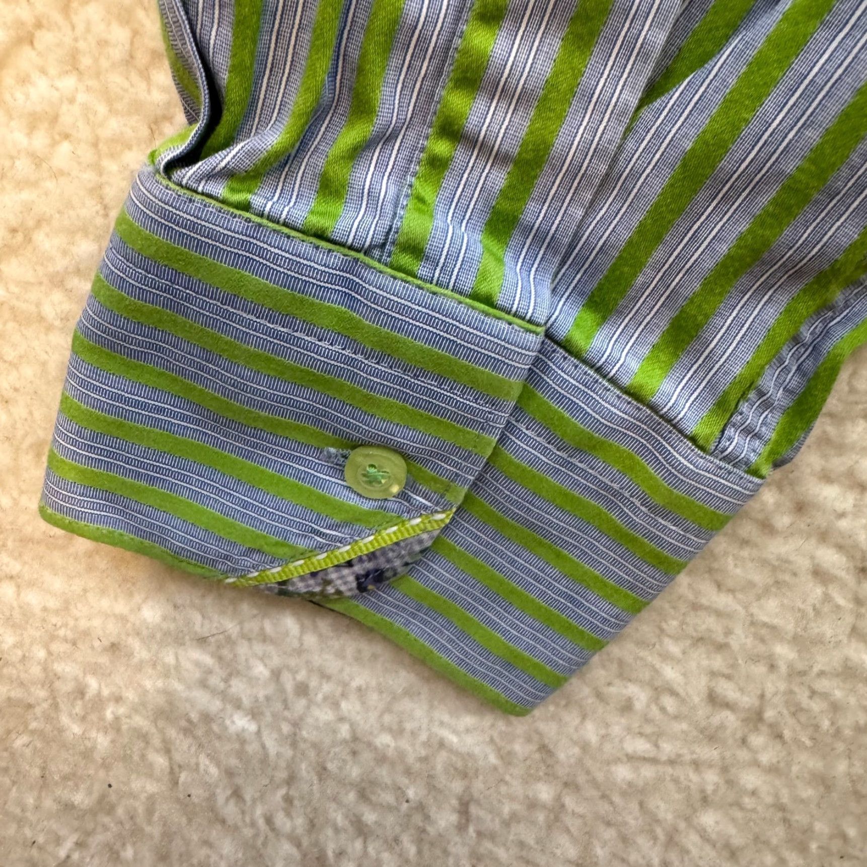 Luchiano Visconti VINTAGE Visconti Black Button Down Shirt XL Mens Blue Green Vertical Stripe Collared Button-Up Long Sleeve Mens XL Blue Striped Shirt Size US XL / EU 56 / 4 - 5 Thumbnail