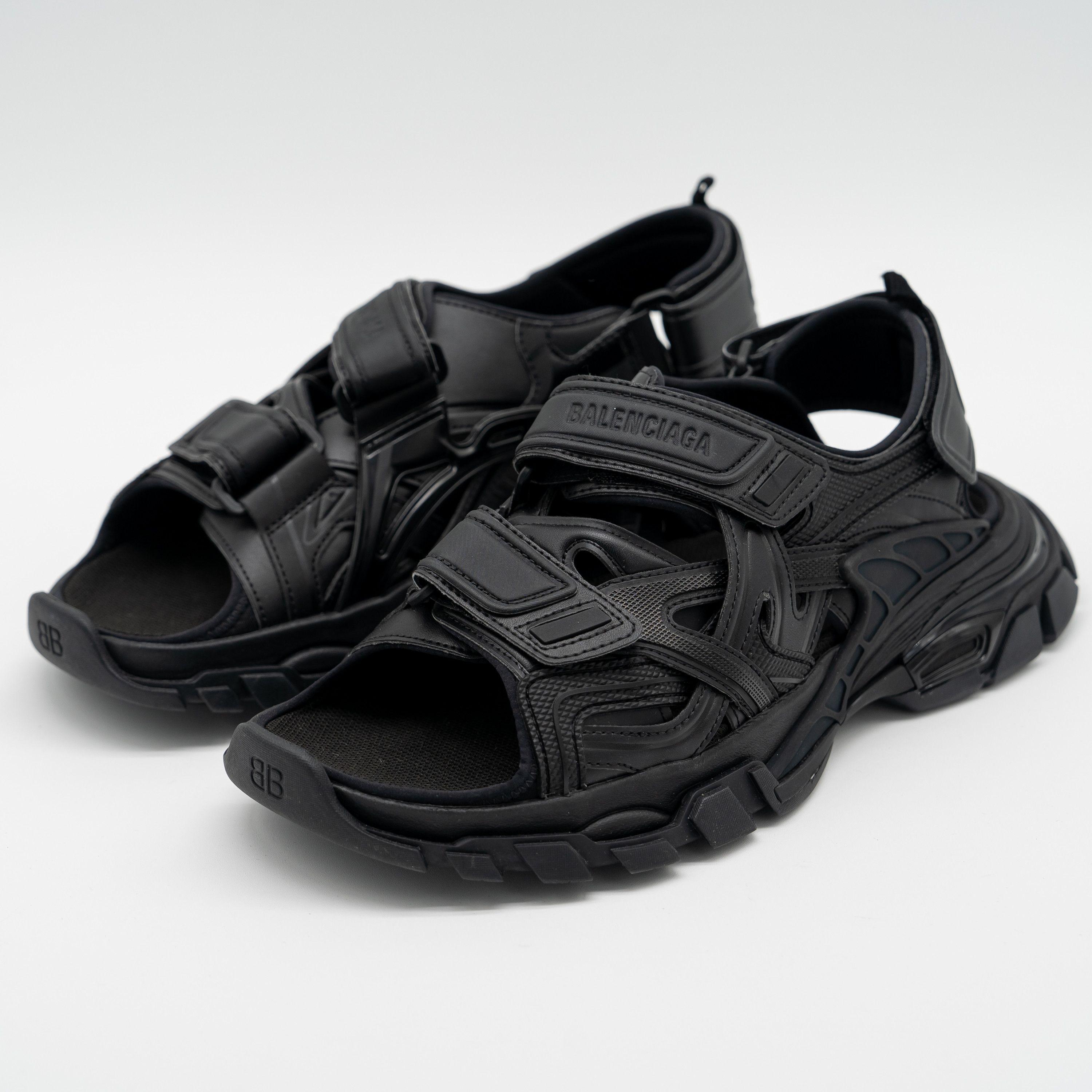 42 - Balenciaga Track Sandals Triple Black Straps