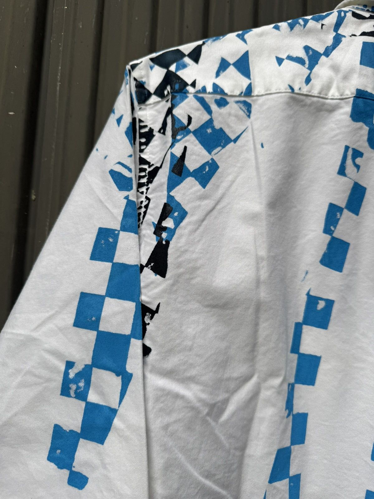 Vintage Hand Printed Check Shirt — Blue & Black Size US S / EU 44-46 / 1 - 9 Thumbnail