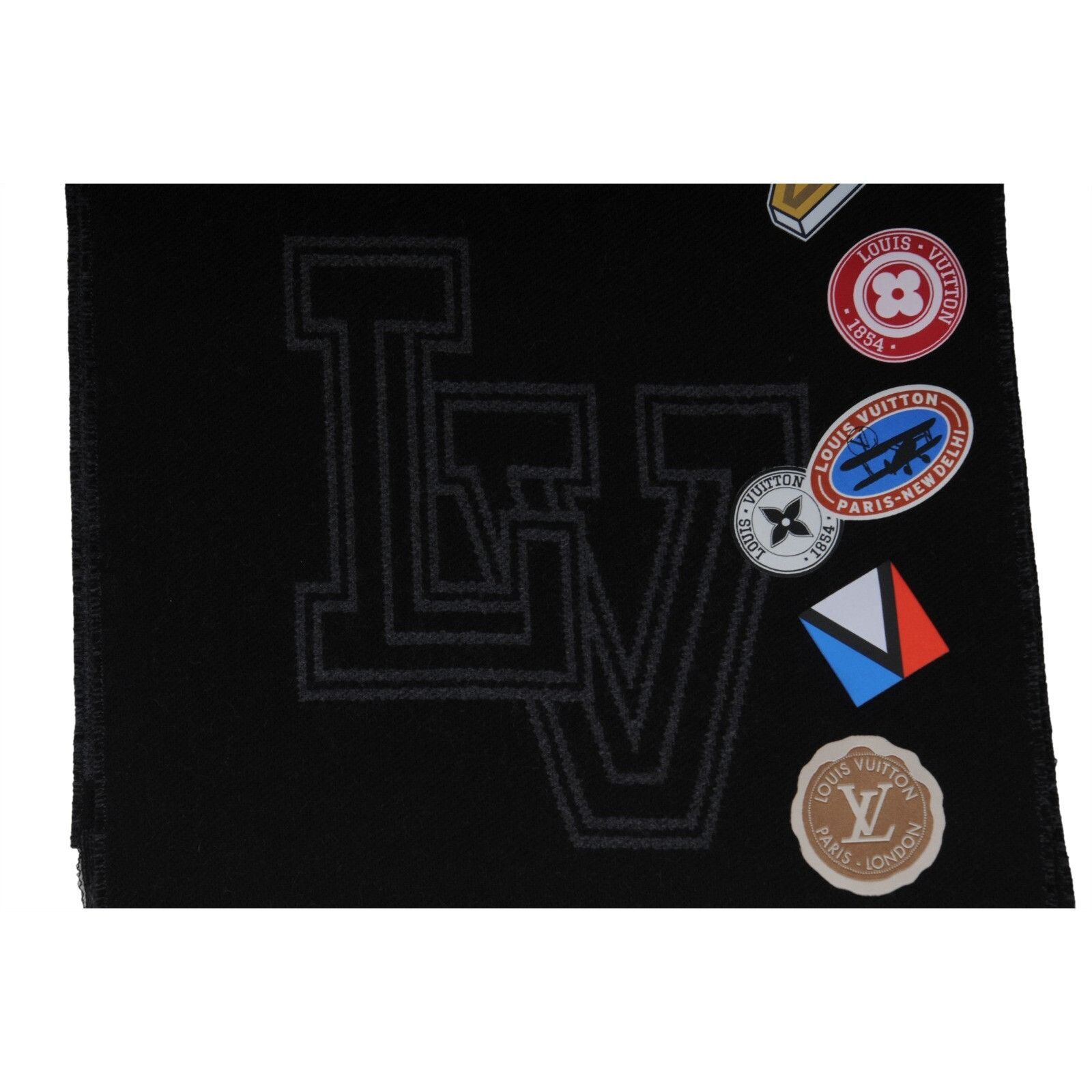 Louis Vuitton Lv Logo College University League Fringe Scarf Gray Black Size ONE SIZE - 2 Thumbnail