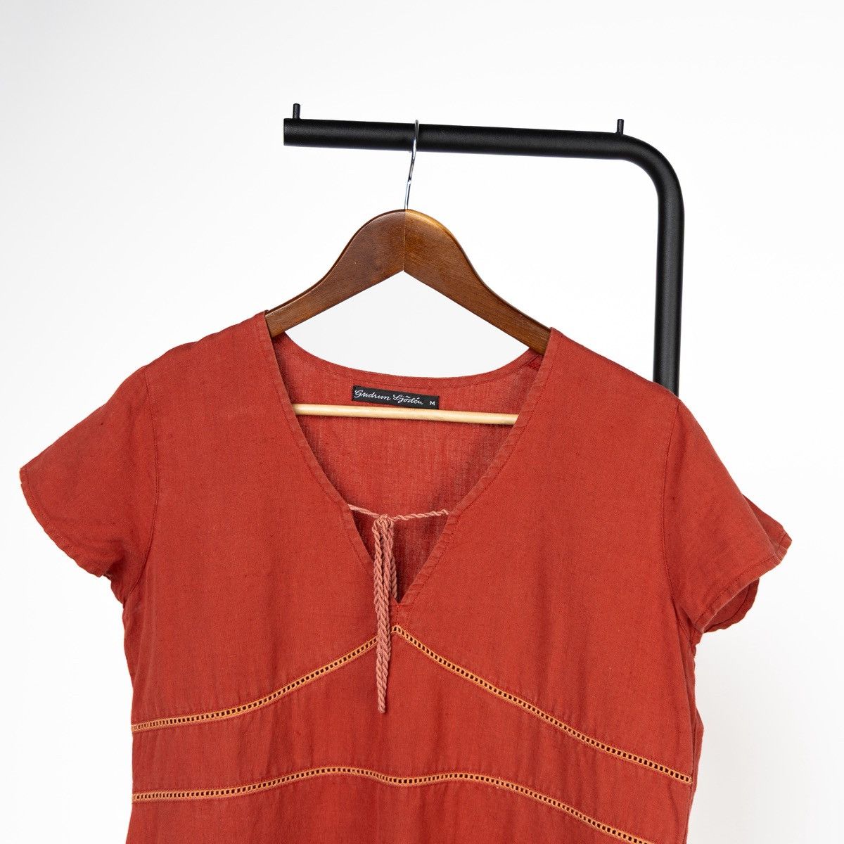 Gudrun Sjoden Gudrun Sjoden Womens Linen Dress Red Mid Length Short Sleeve Size M / US 6-8 / IT 42-44 - 4 Thumbnail