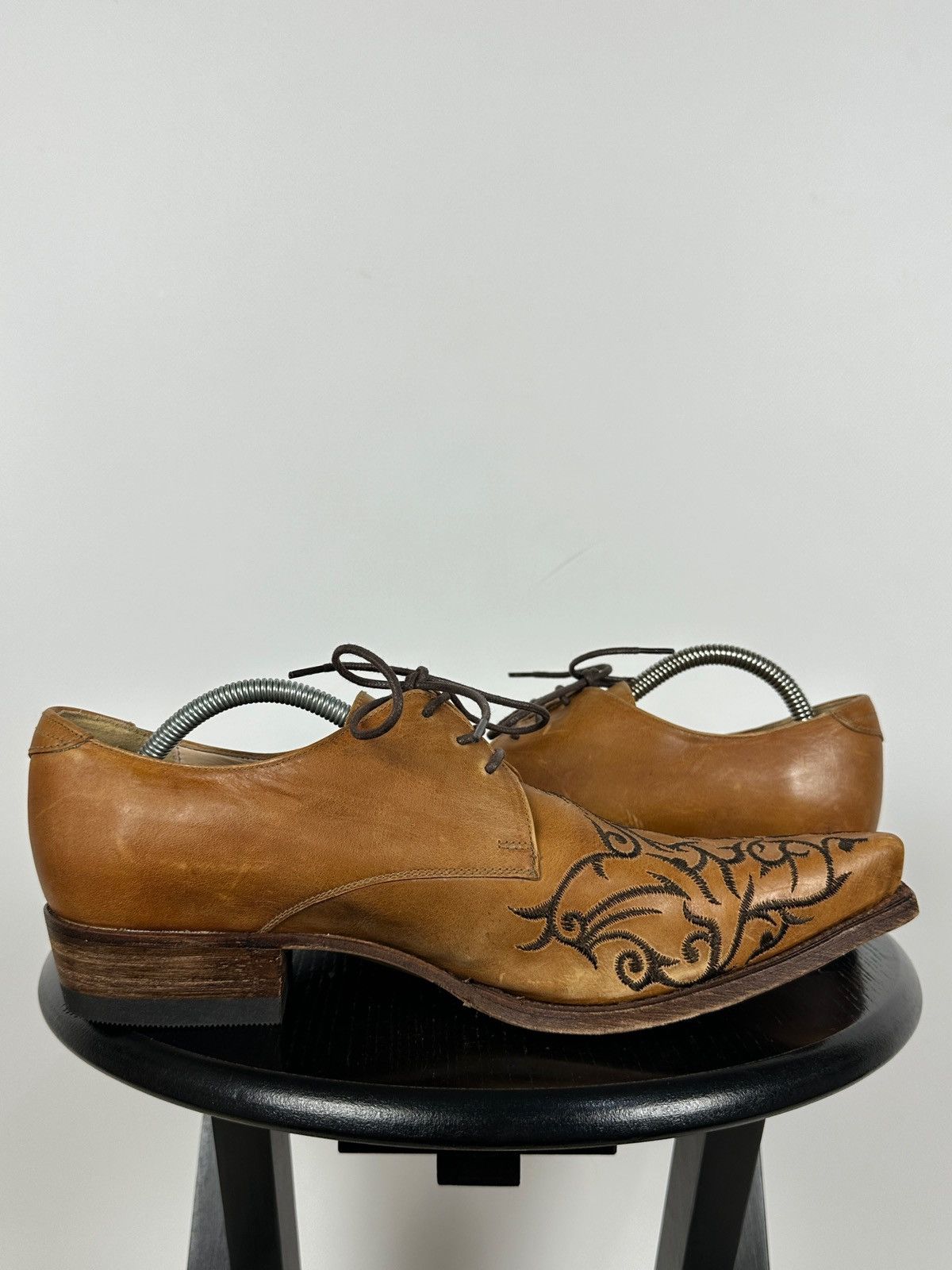 Sendra 7650 Sendra Brown Leather Embroidered Western Derby Shoes Size US 7 / EU 40 - 8 Thumbnail