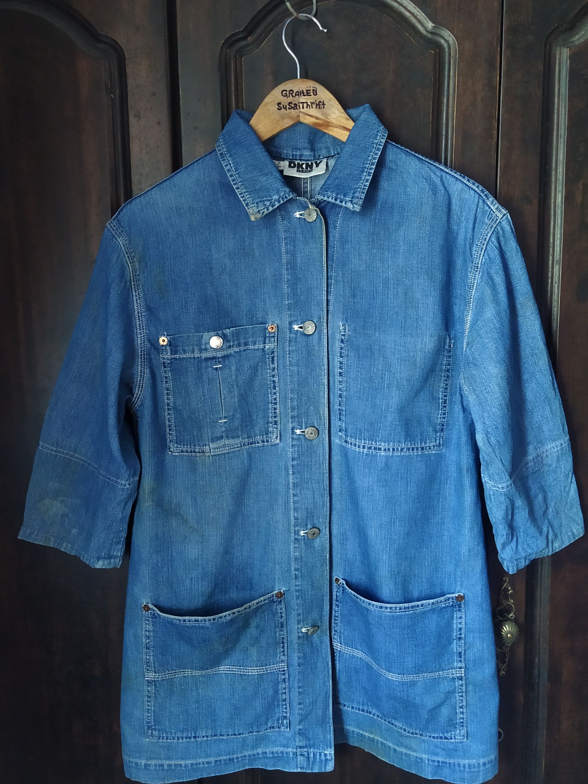 Donna Karan Vintage 90s DKNY Jeans Denim Chore Coat Jacket Size US M / EU 48-50 / 2 - 1 Thumbnail