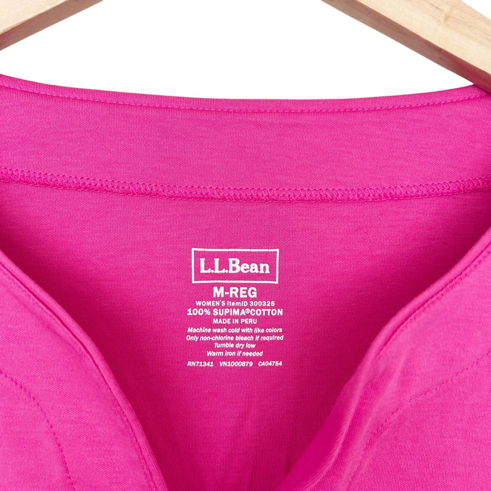 L.L. Bean LL Bean Pink Supima Cotton Split Neck 3/4 Sleeve Shirt Sz M Size M / US 6-8 / IT 42-44 - 2 Thumbnail