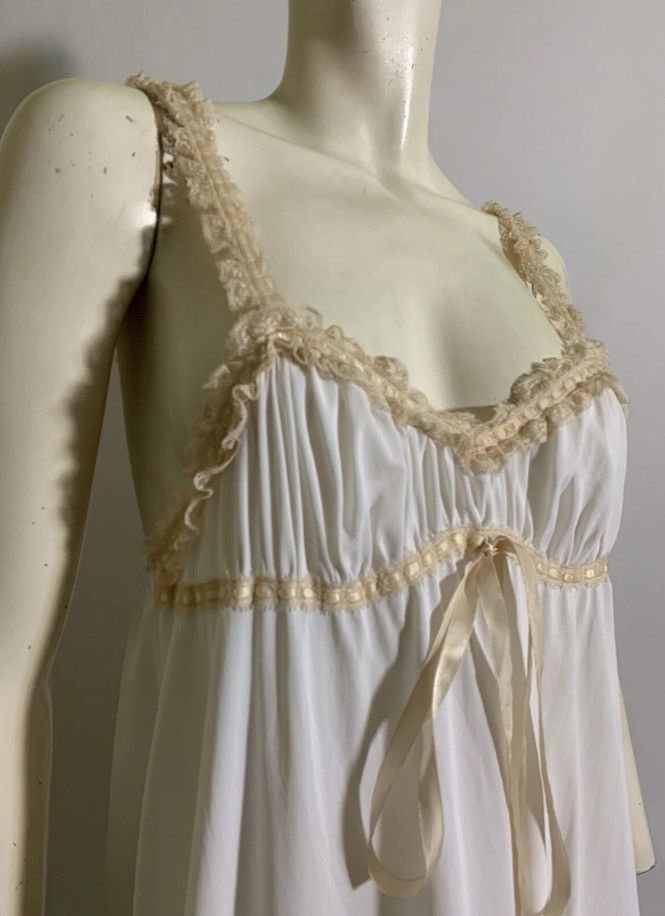 Vintage VTG 1970s Ivory Lace Trim Nightgown and Robe Size S / US 4 / IT 40 - 10 Thumbnail