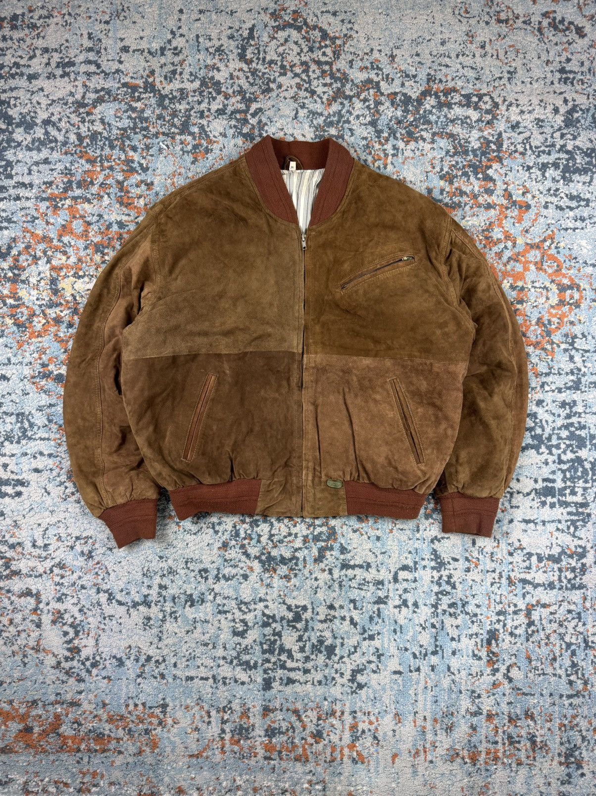 Vintage 90s Real leather suede bomber jacket boxy old money
