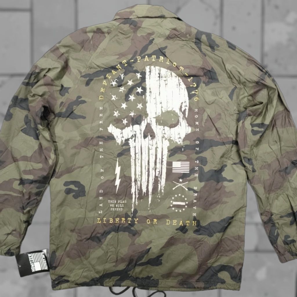 Vintage Howitzer Defiant Patriot Skull Camo Coach Jacket Men’s L Army Softshell Size US L / EU 52-54 / 3 - 1 Thumbnail