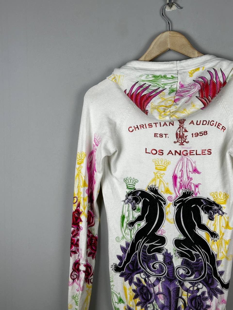 Christian Audigier Christian Audigier Avant Garde Y2K Rhinestone Hoodie Size L / US 10 / IT 46 - 10 Thumbnail